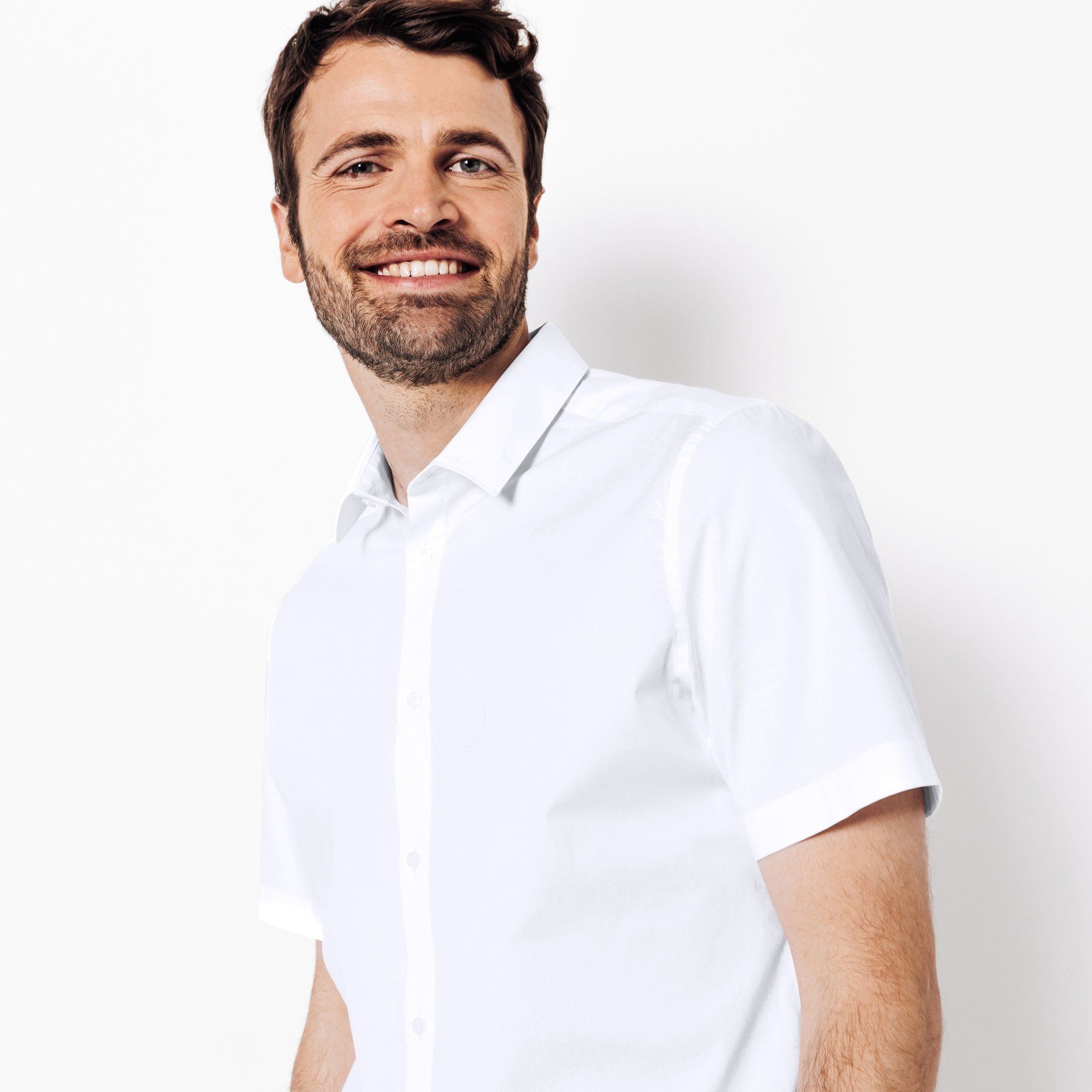Chemisette en coton slim Blanc S 97% Coton, 3% Elasthanne Homme