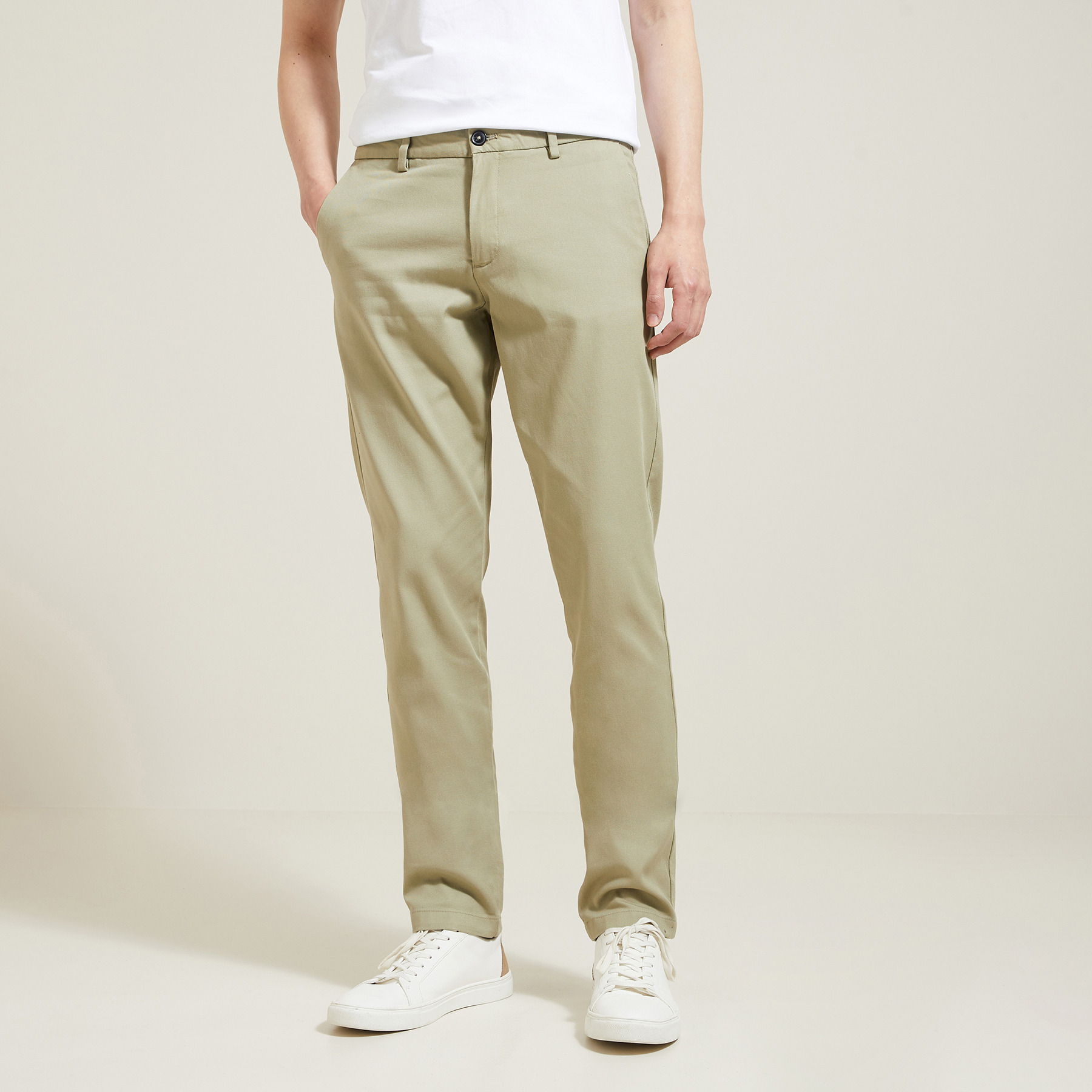 Pantalon chino slim "le parfait by JULES" Vert clair 36 98% Coton, 2% Elasthanne Homme Jules