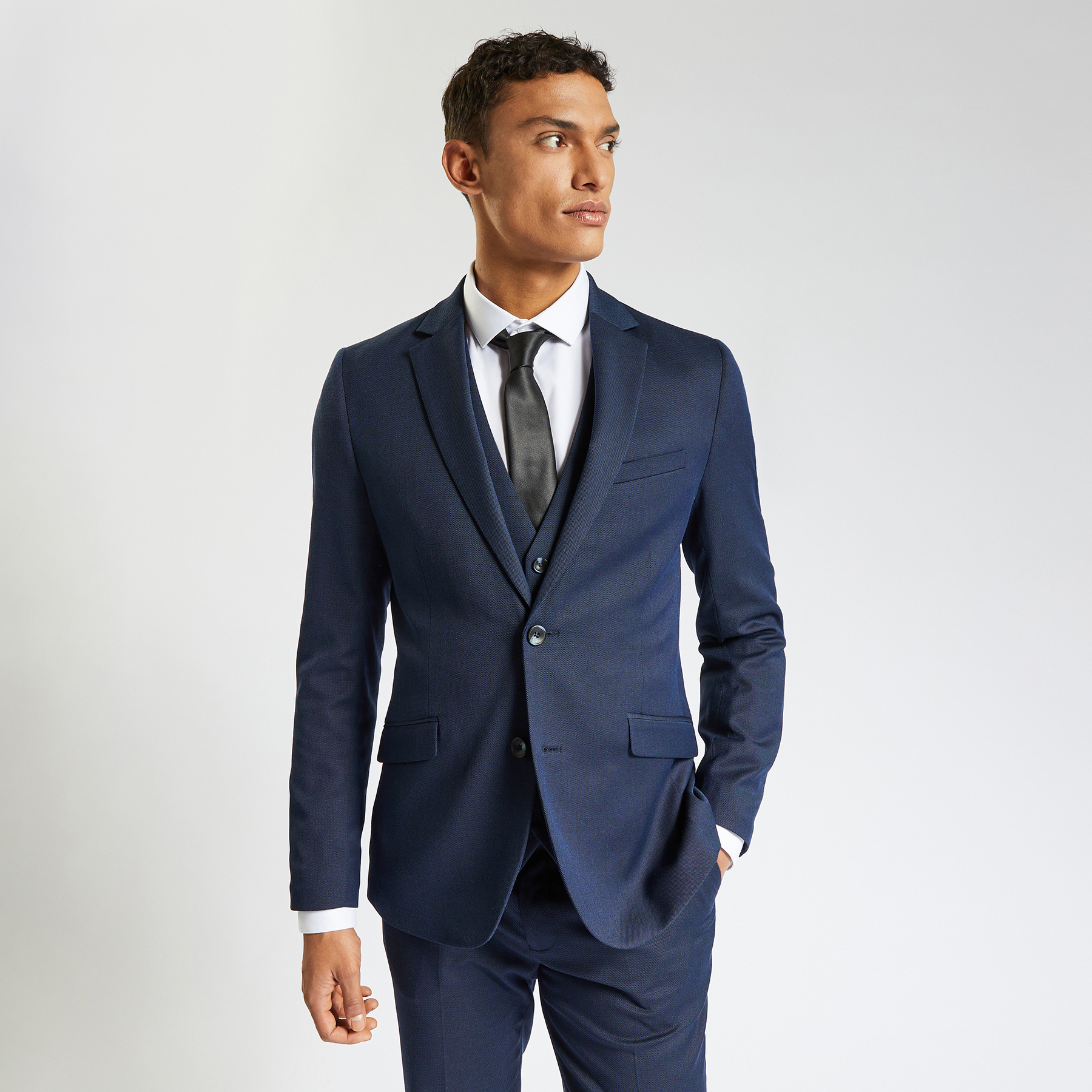 Veste de costume slim bi-ton Bleu 46  Homme