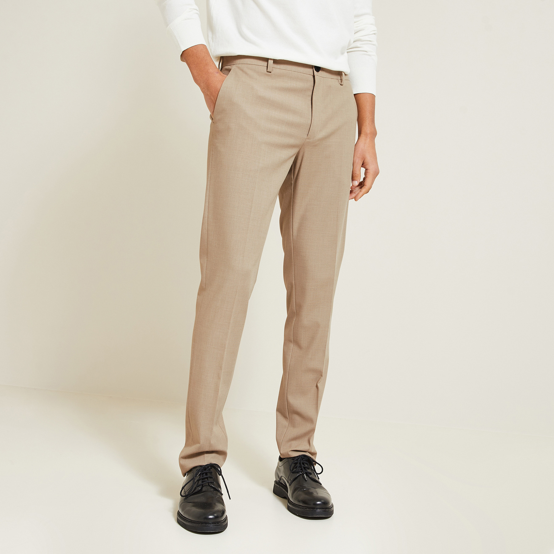 Pantalon de costume extra slim Beige 36 66% Polyester, 28% Viscose, 6% Elasthanne Homme
