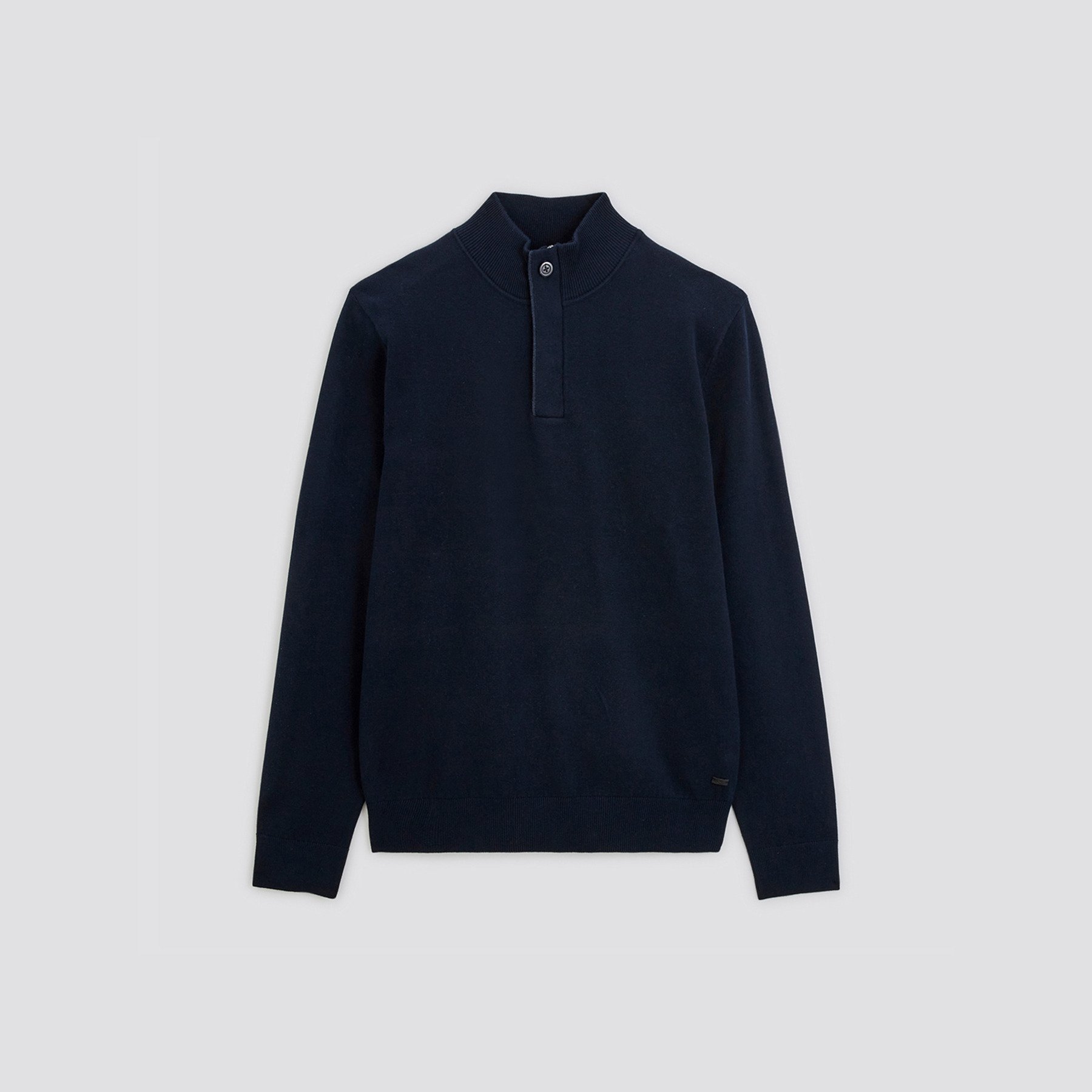 Pull à col montant zippé Bleu S 60% Polyester, 40% Coton Homme