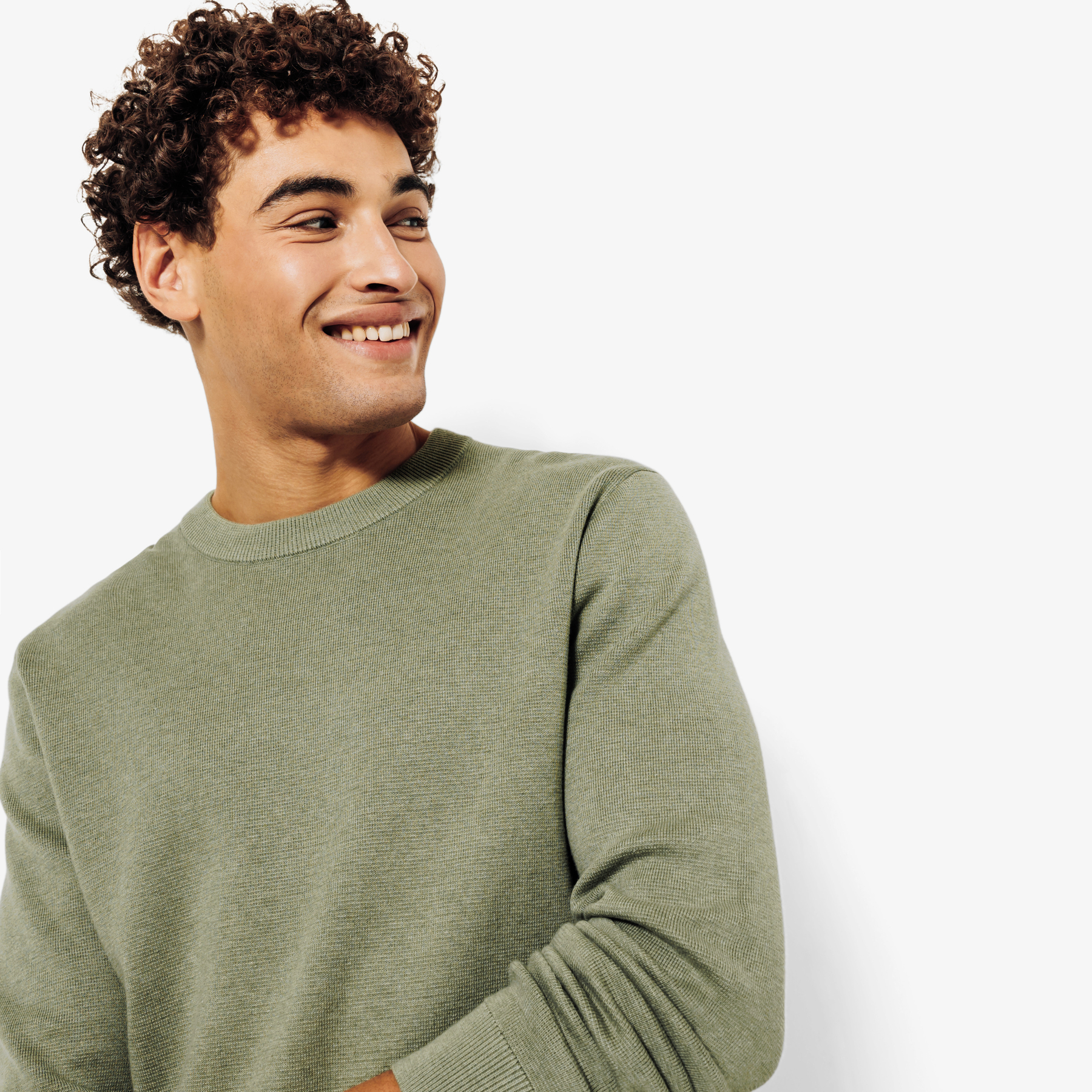 Pull "le parfait by JULES" Vert/Kaki S 100% Coton Homme