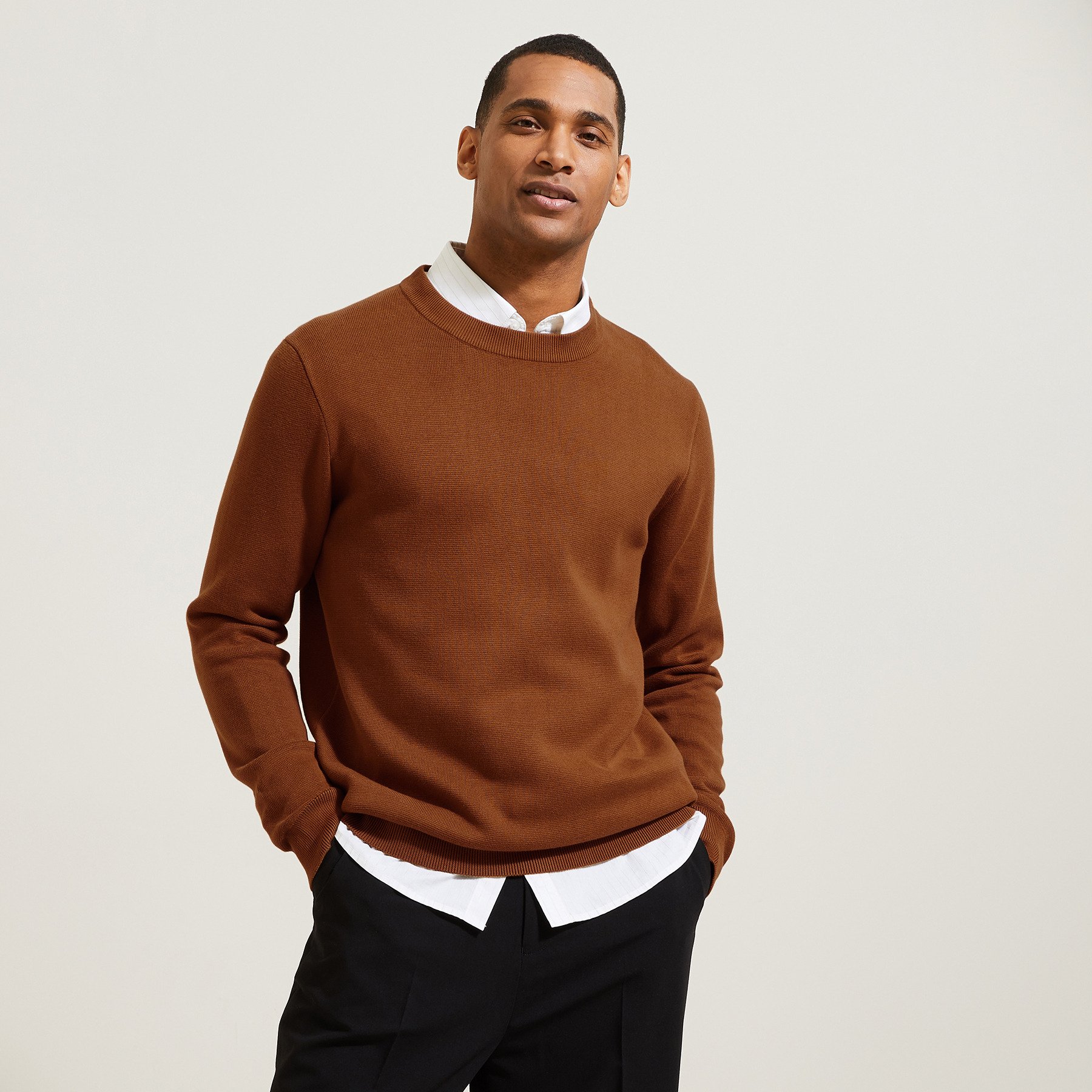 Pull "le parfait by JULES" Marron XS 100% Coton Homme