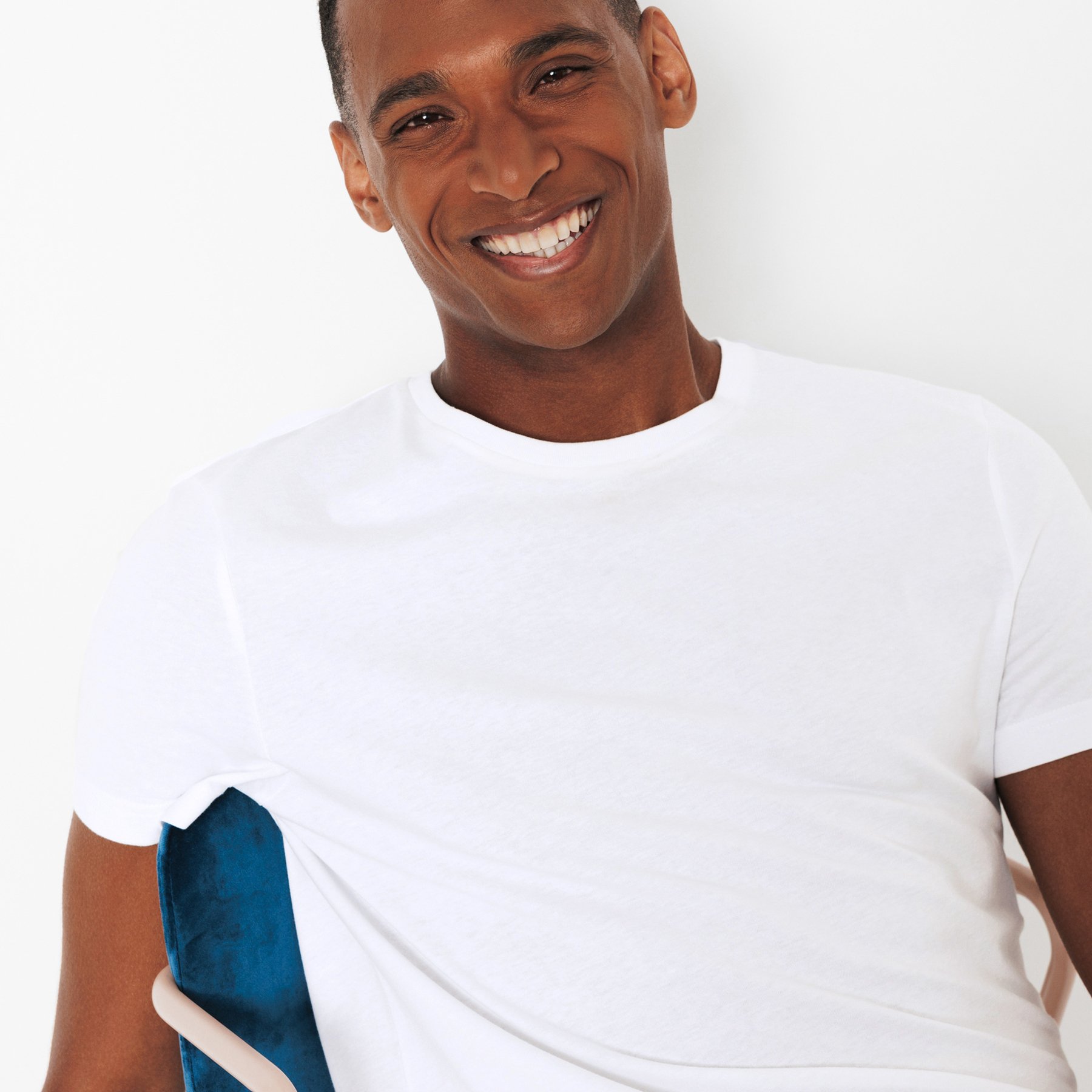 Tee shirt en coton col rond basique Blanc M 100% Coton Homme
