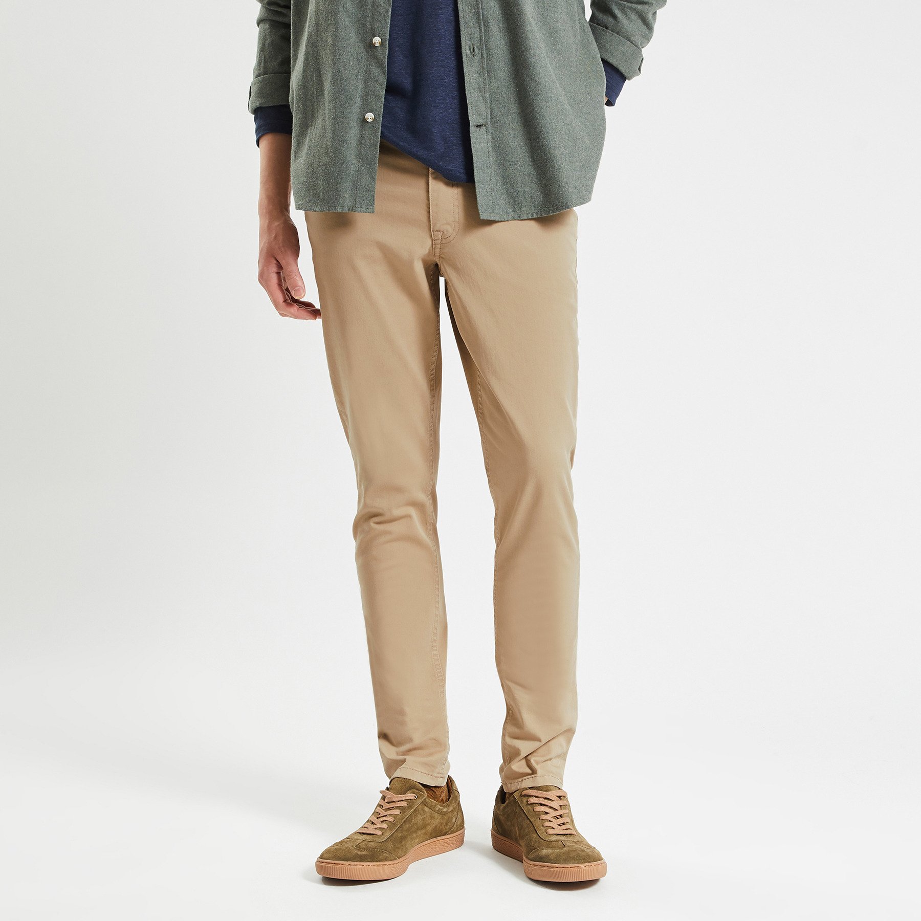 Pantalon 5 poches Made in France Beige 38 97% Coton, 3% Elasthanne Homme