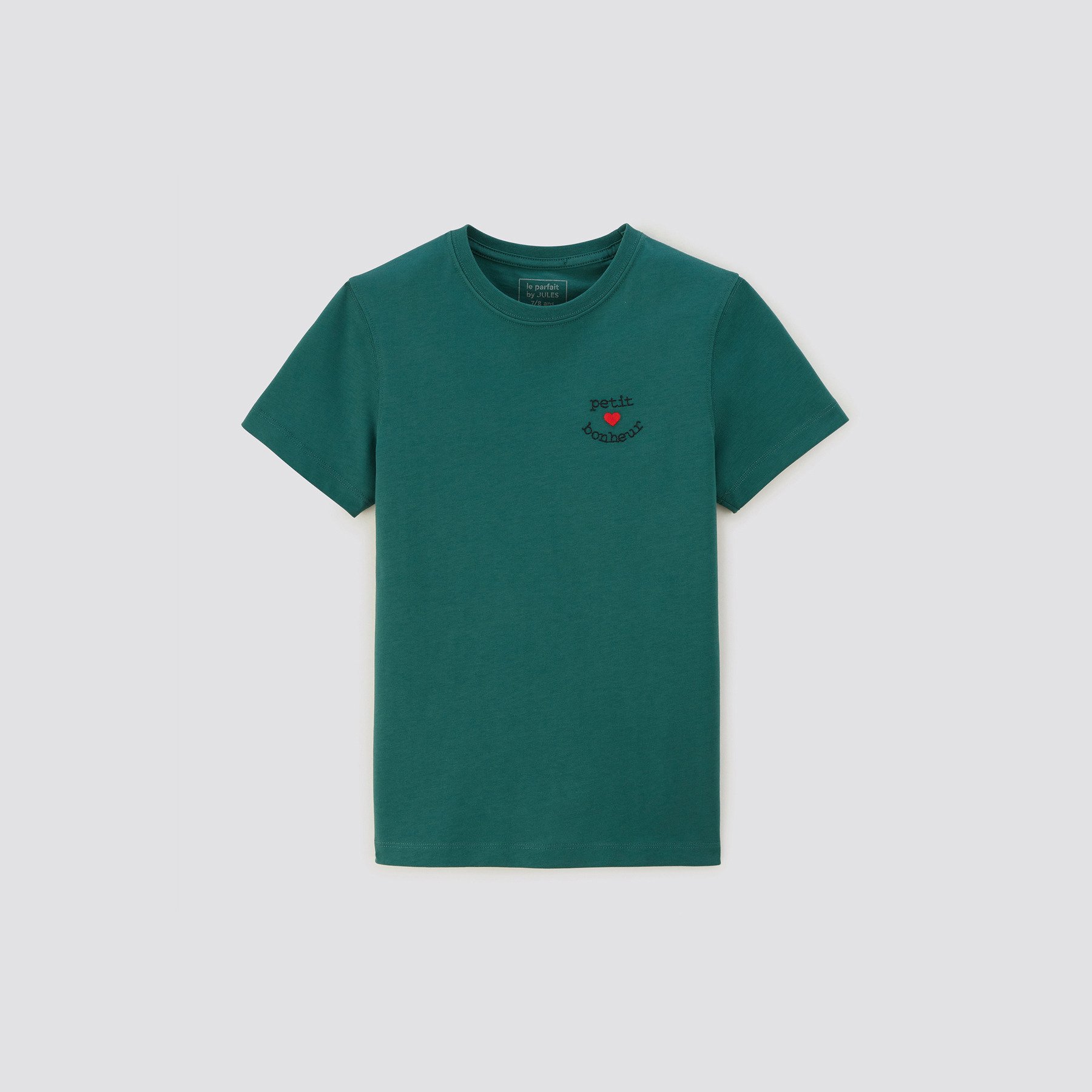Tee shirt enfant broderie poitrine Vert/Kaki 3/4A 100% Coton Homme