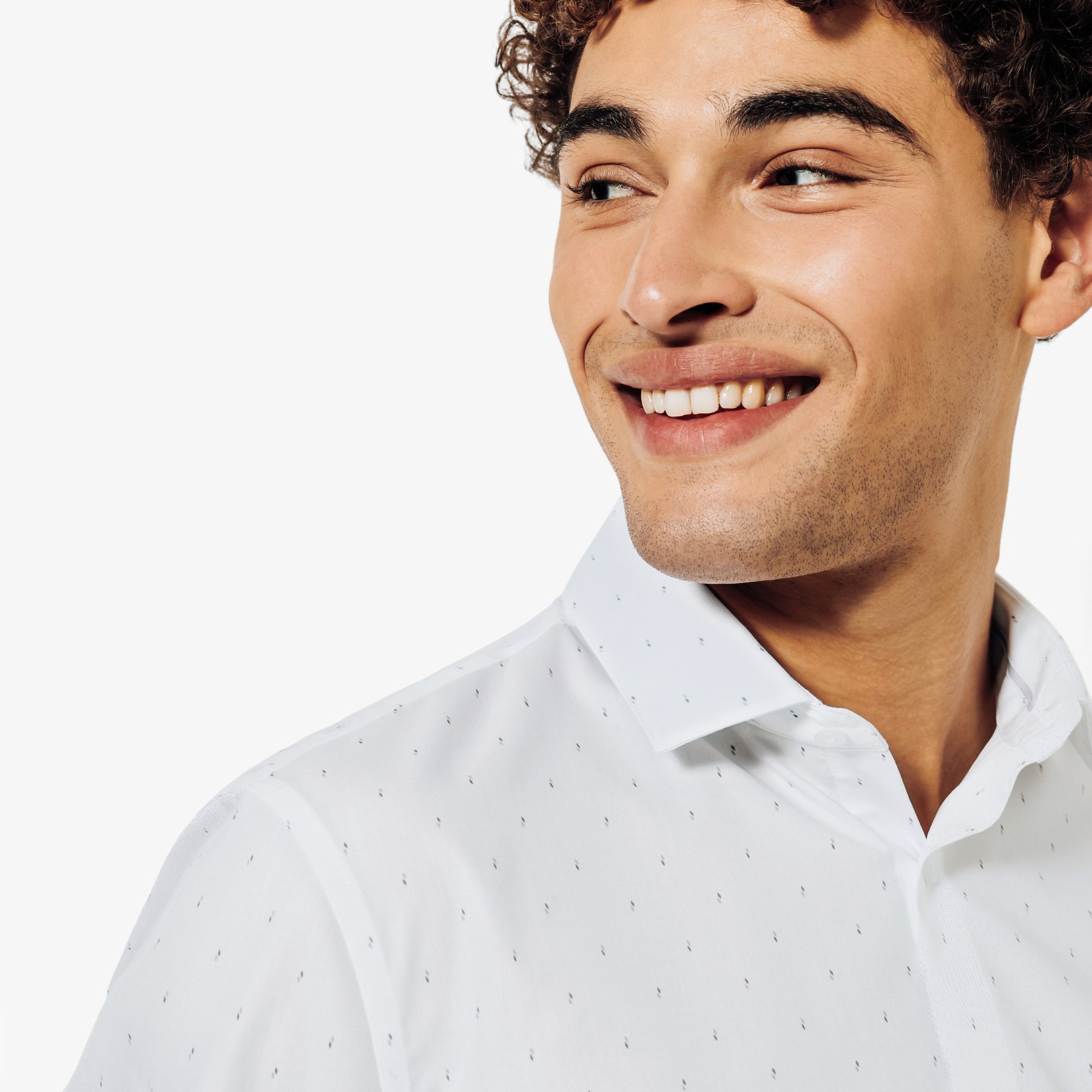 Chemise sans repassage en coton imprimée Blanc XS 100% Coton Homme