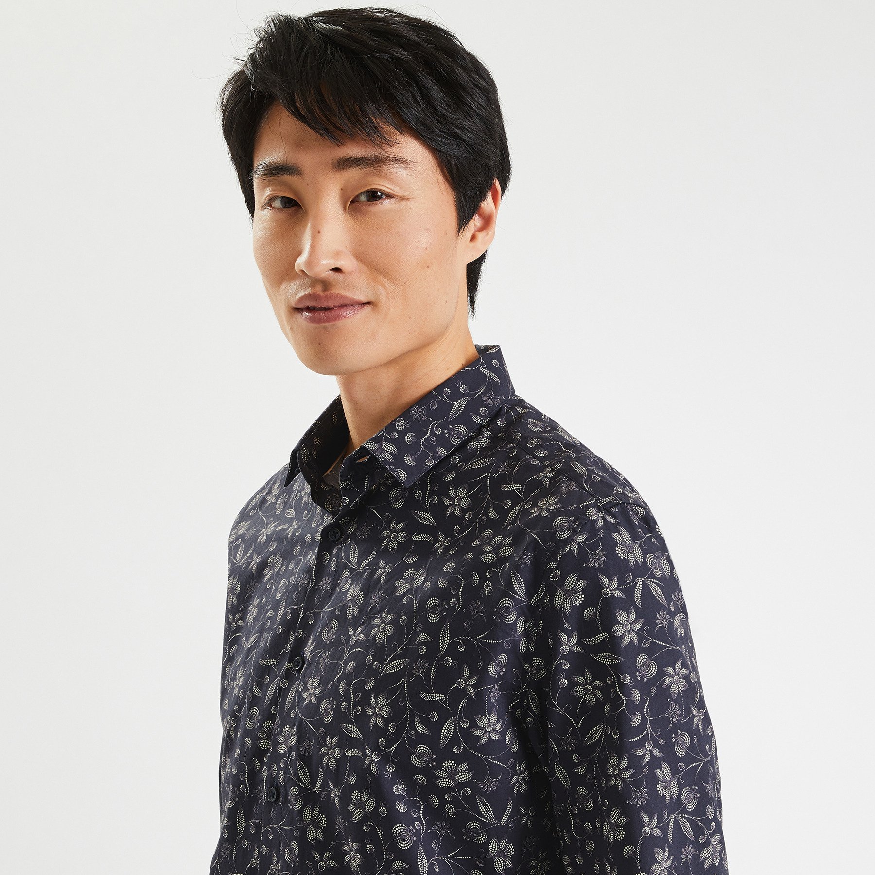 Chemise regular imprimé fleuri en coton biologique Bleu S 100% Coton Homme
