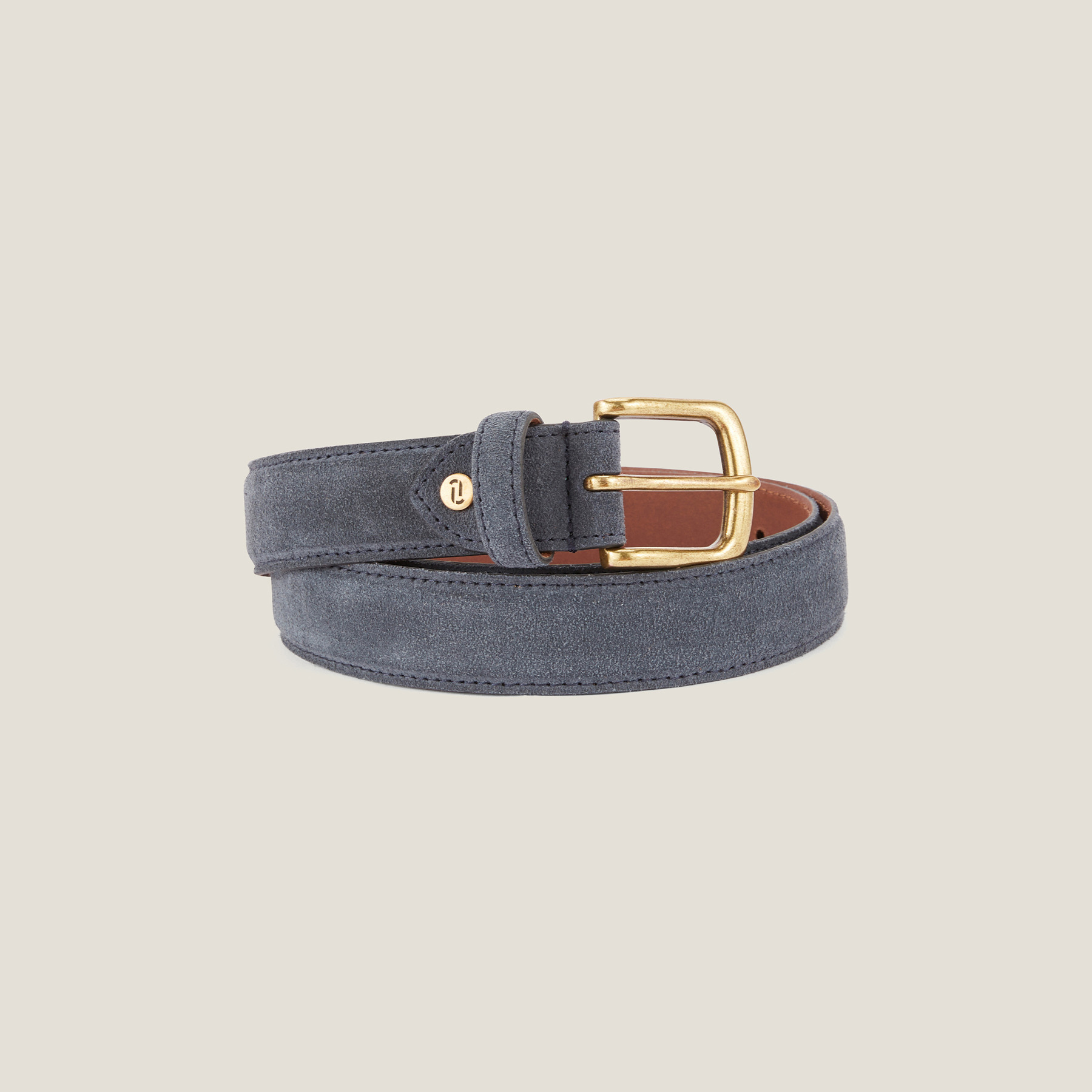 Ceinture cuir suède Bleu 36/38 100% Cuir de buffle Homme