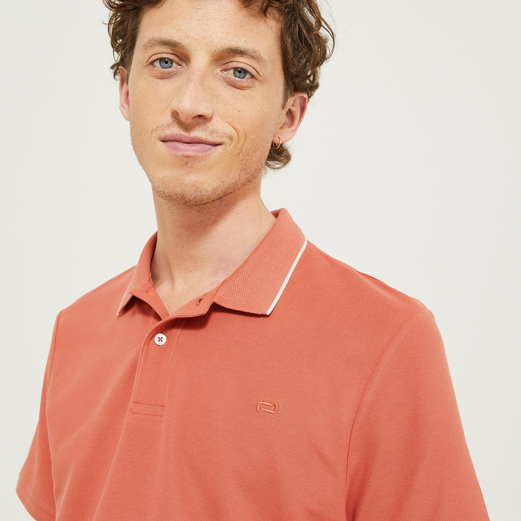 Polo manches courtes uni "le parfait by JULES" Orange S 100% Coton Homme