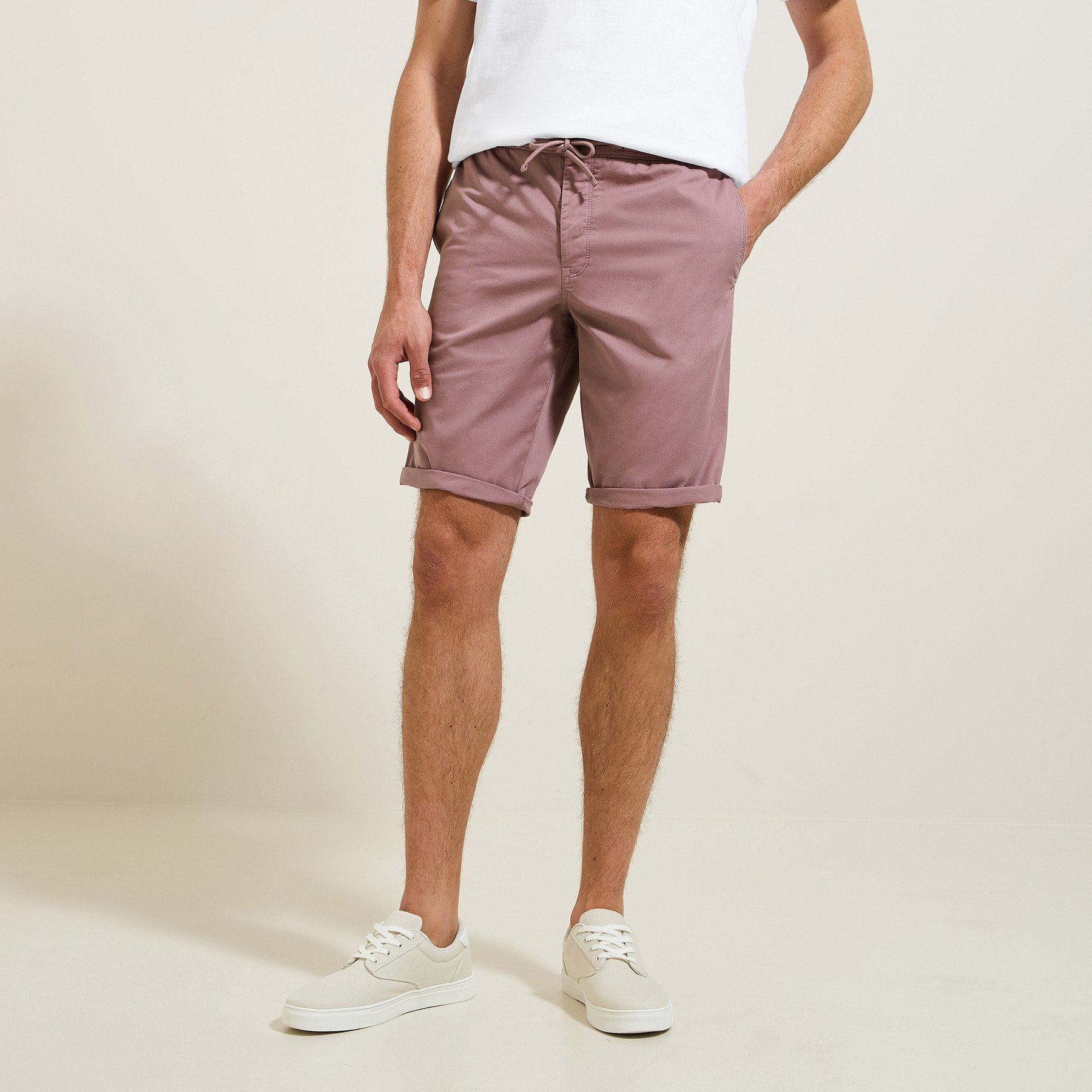 Bermuda chino uni Violet 34 100% Coton Homme