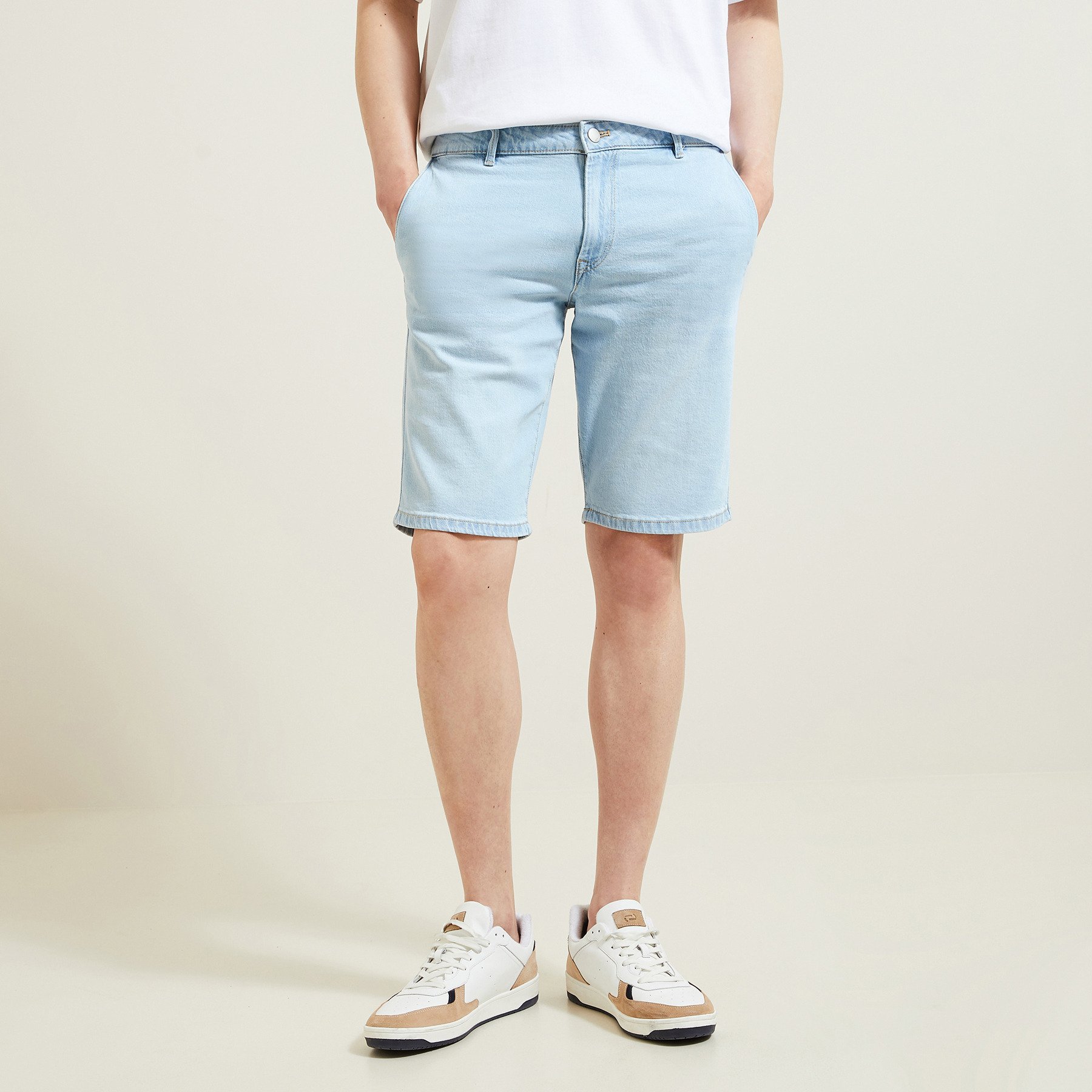 Bermuda chino denim Bleu moyen 36 99% Coton, 1% Elasthanne Homme Jules