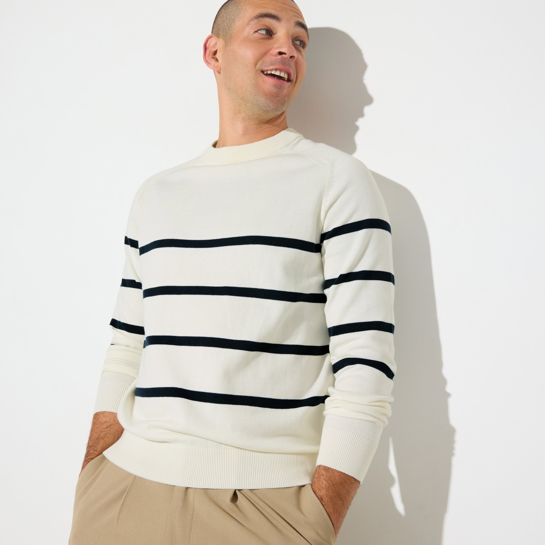 Pull col rond rayé Autre S 100% Coton Homme