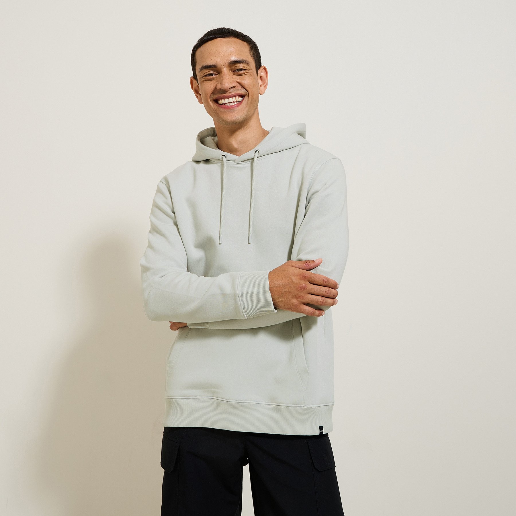 Sweat à capuche uni Vert/Kaki XS 70% Coton, 30% Polyester Homme