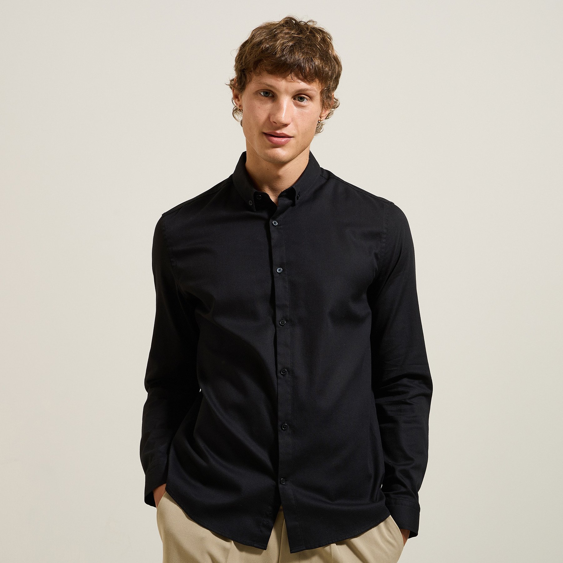 Chemise en coton Noir S 100% Coton Homme