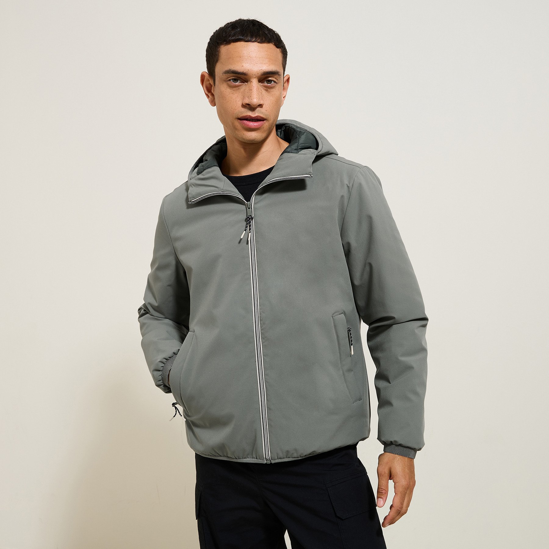 Blouson à capuche Vert/Kaki S 100% Polyester, 100% Polyester, 100% Polyester Homme