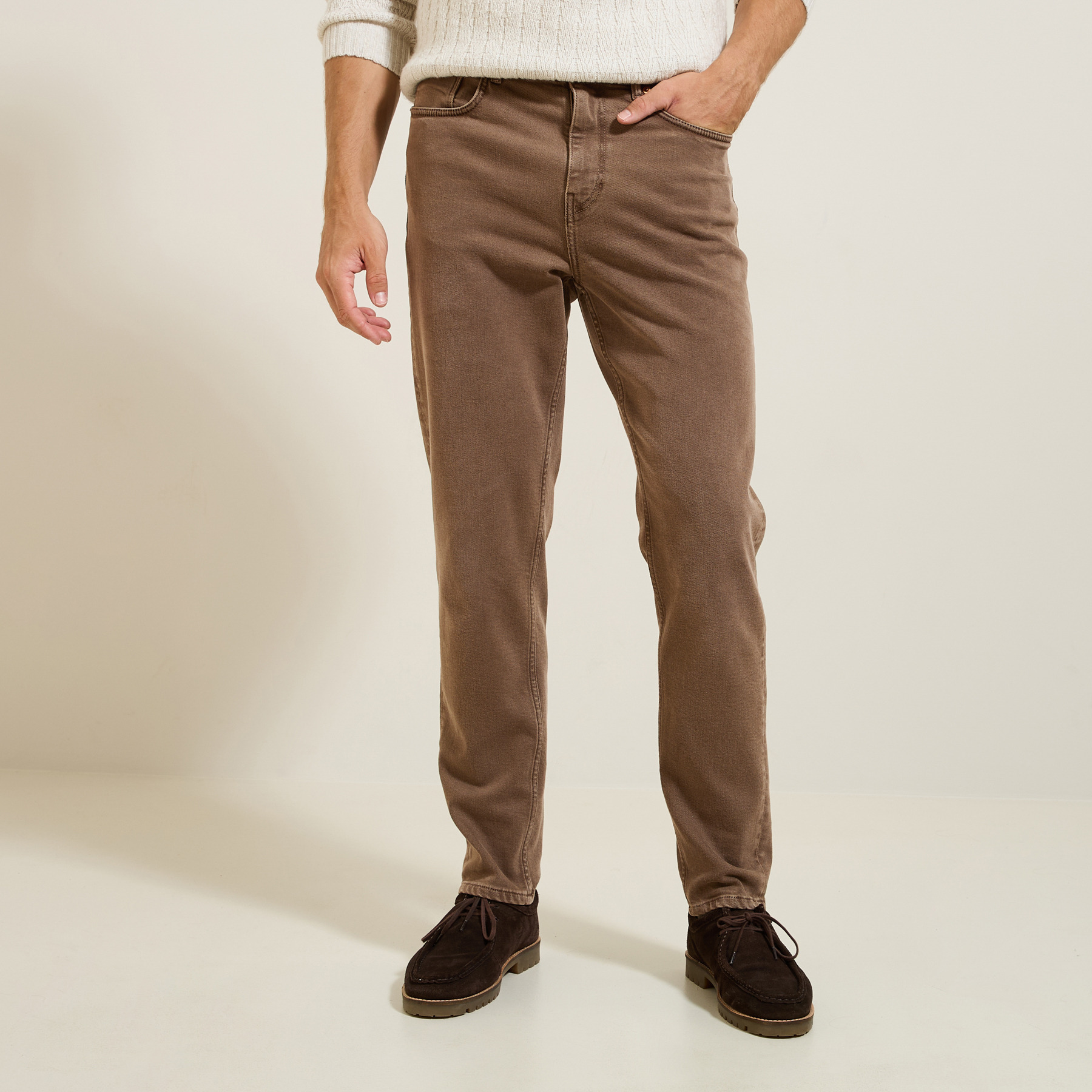 Jean tapered Marron 36 100% Coton Homme