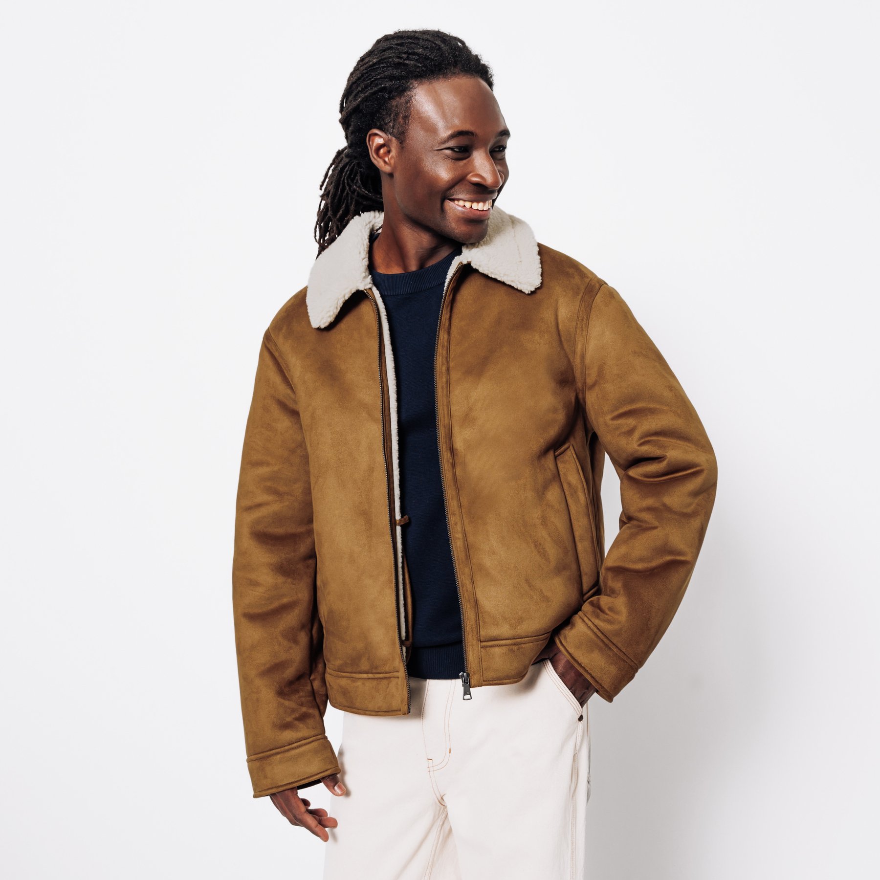 Blouson bombardier en sherpa Marron XS 100% Polyester Homme