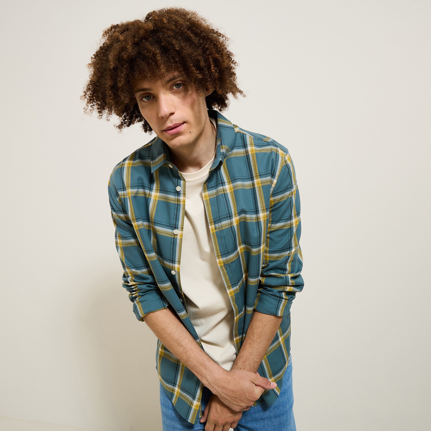 Chemise en coton flanelle à carreaux Vert/Kaki S 100% Coton Homme