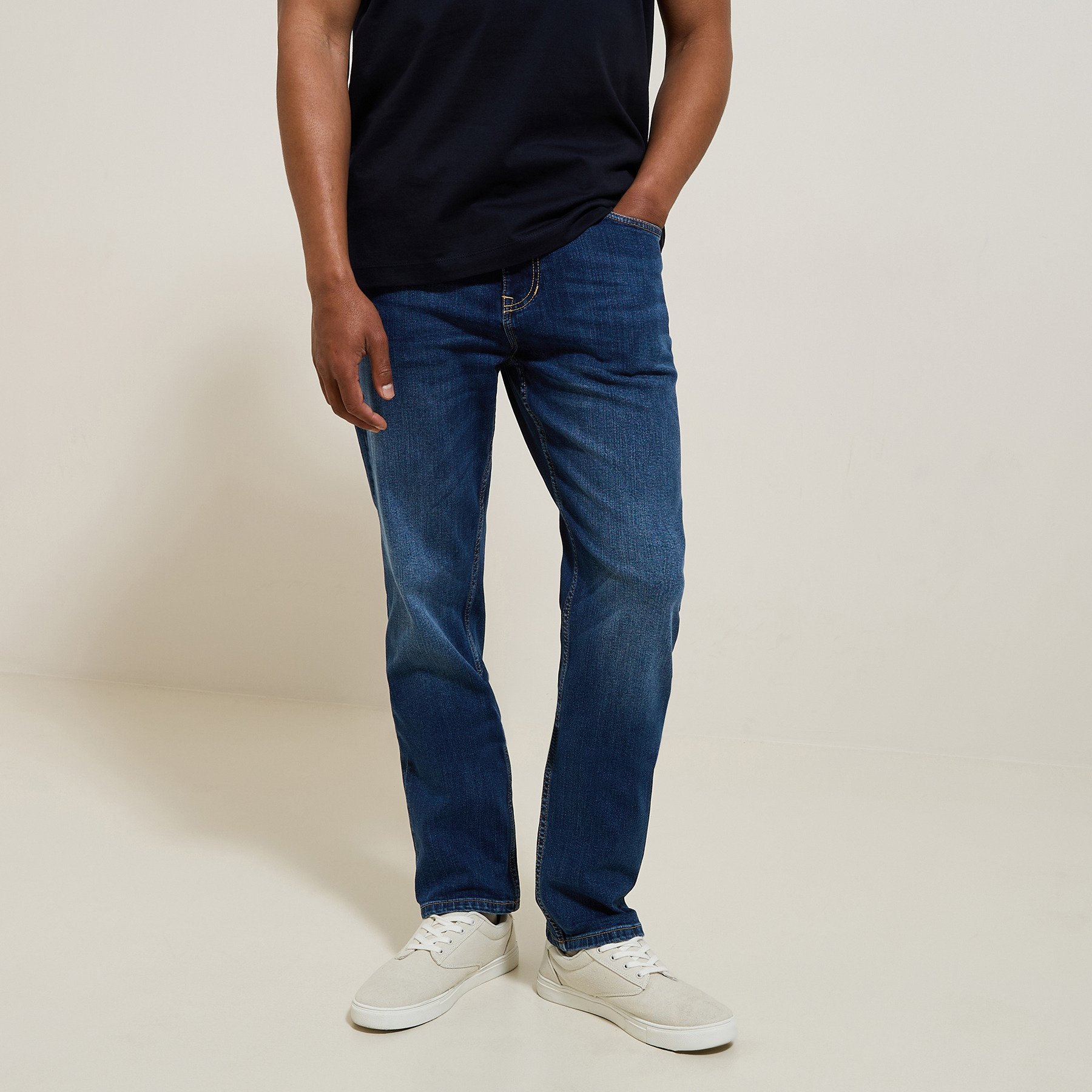 Jean straight Bleu 36 99% Coton, 1% Elasthanne Homme