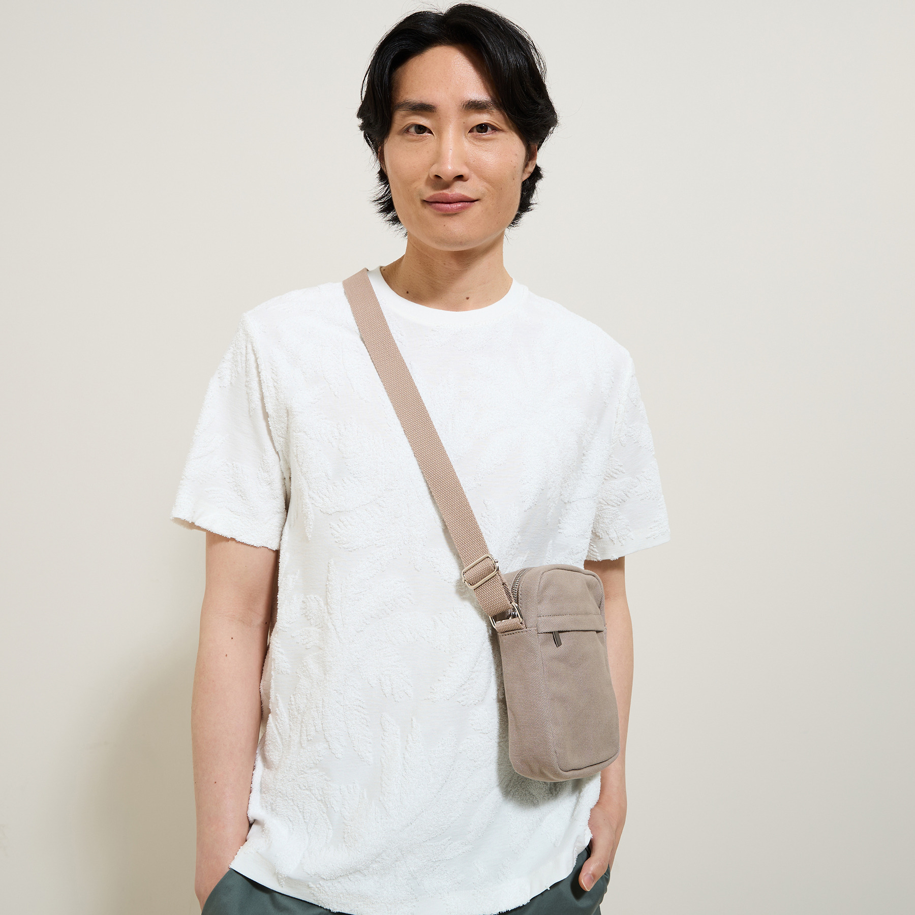 Sacoche bandoulière Beige T.U. 100% Polyester, 100% Coton Homme