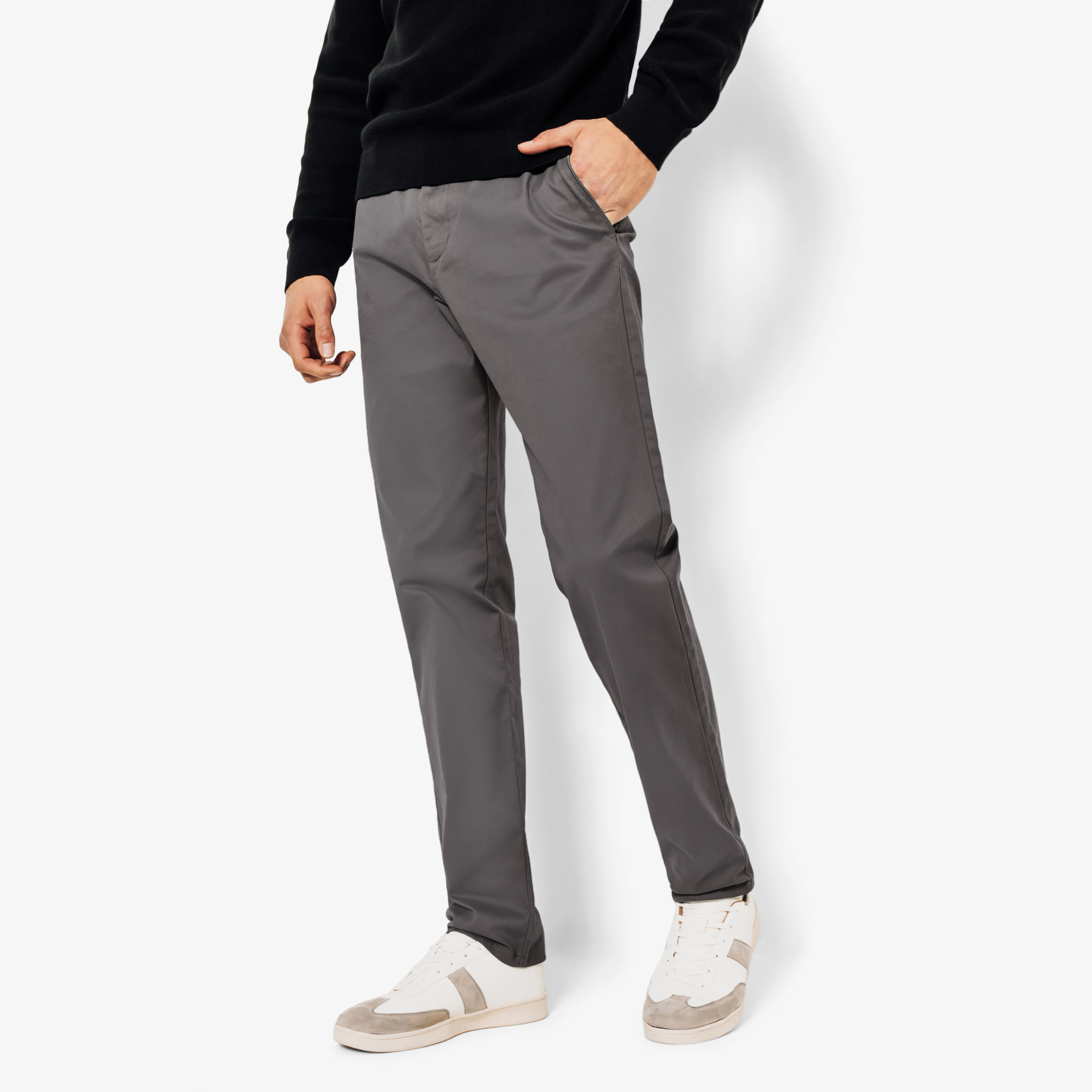 Pantalon chino regular "le parfait by JULES" Gris 36 98% Coton, 2% Elasthanne Homme