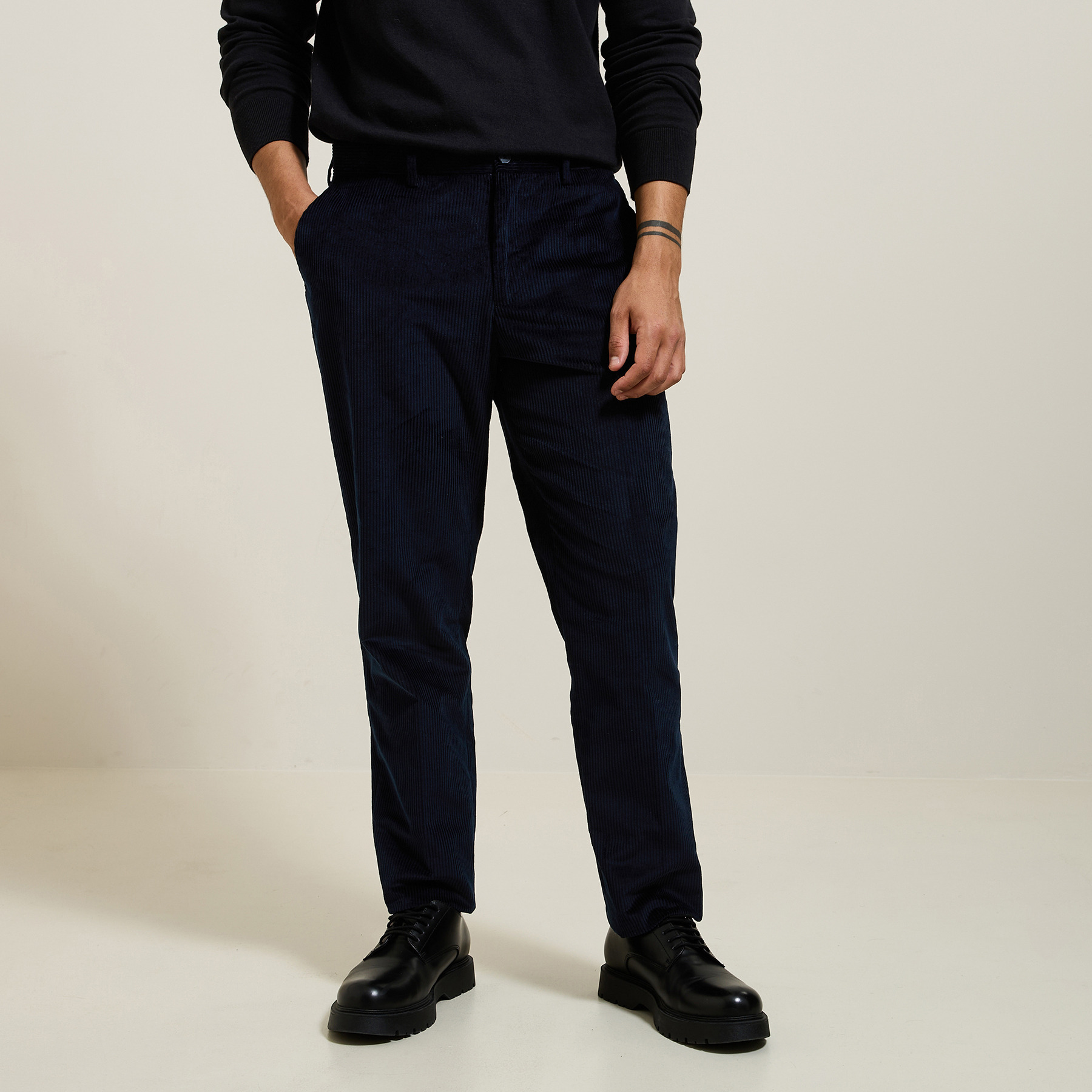 Pantalon de costume confort en velours côtelé Bleu 36 100% Coton Homme