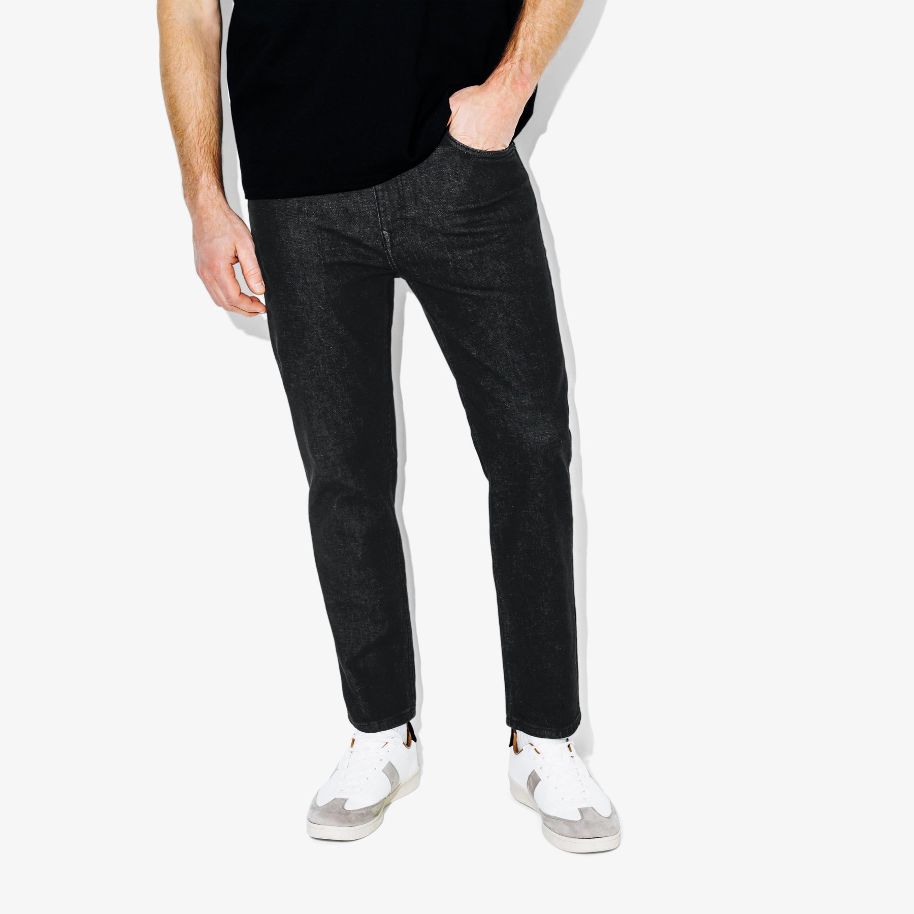 Jean straight 3 longueurs Noir 38 90% Coton, 8% Polyester, 2% Elasthanne Homme