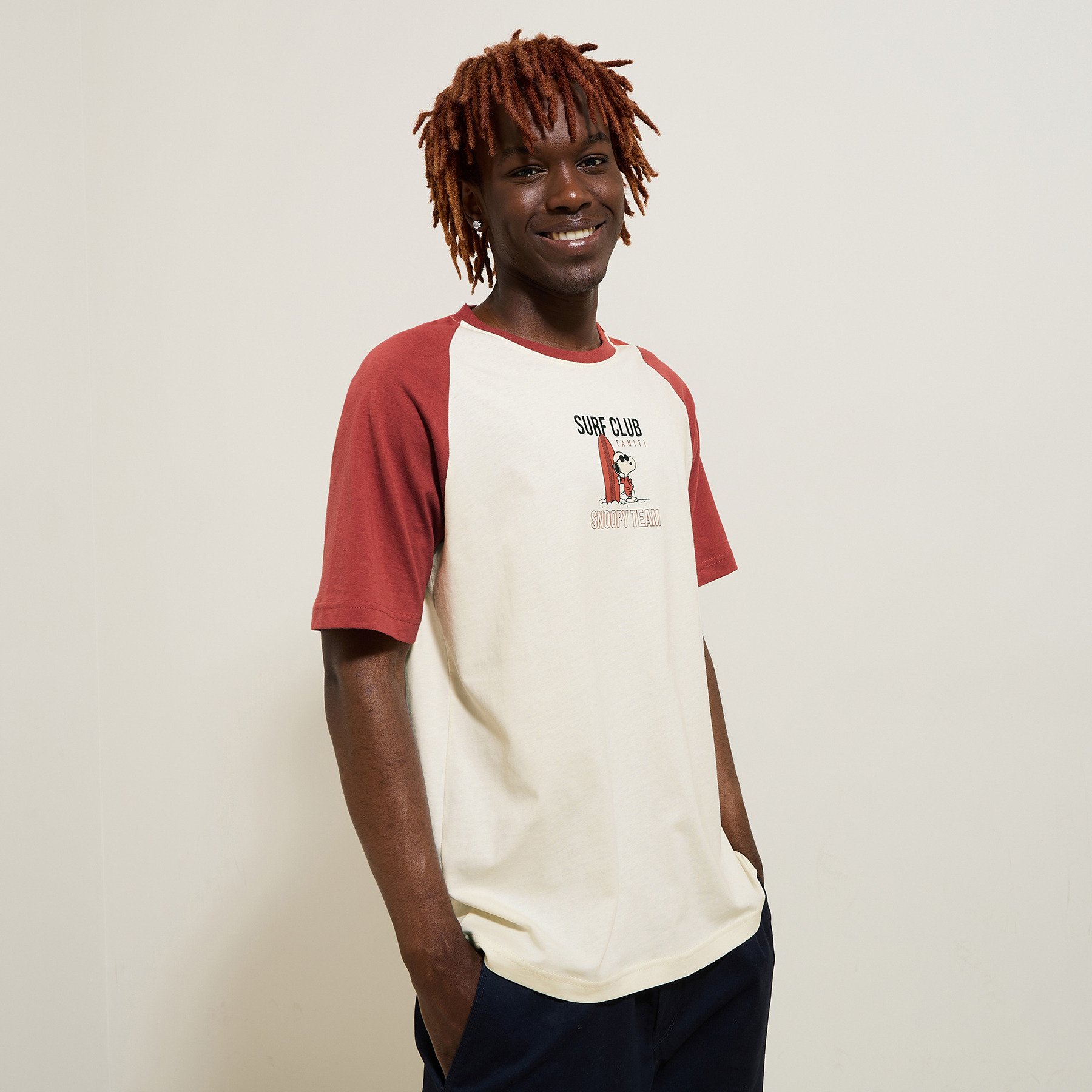 Tee shirt imprimé Surf Club licence Peanuts Rouge S 100% Coton Homme