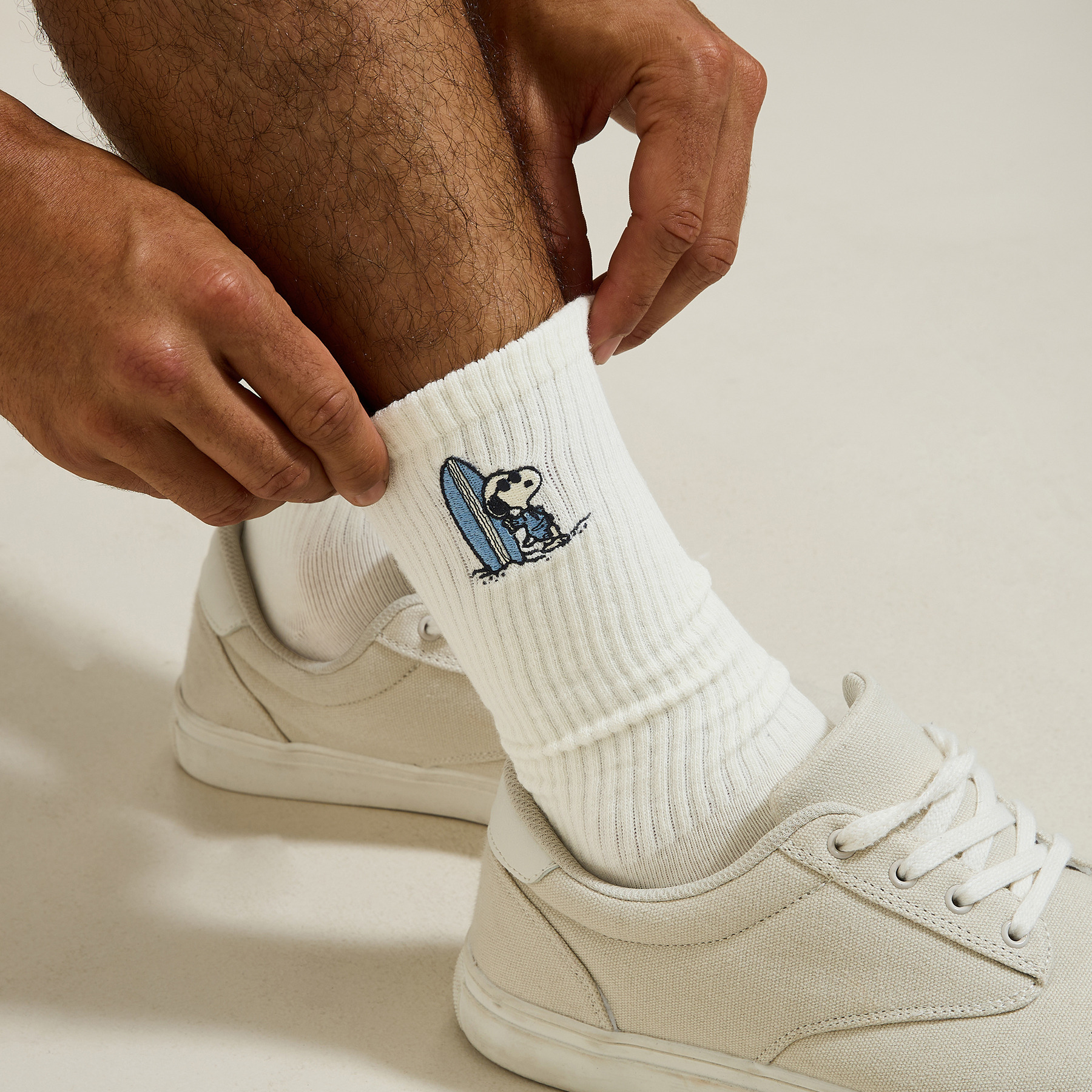 Chaussettes licence Peanuts Ecru 39/42 85% Coton, 14% Polyamide, 1% Elasthanne Homme