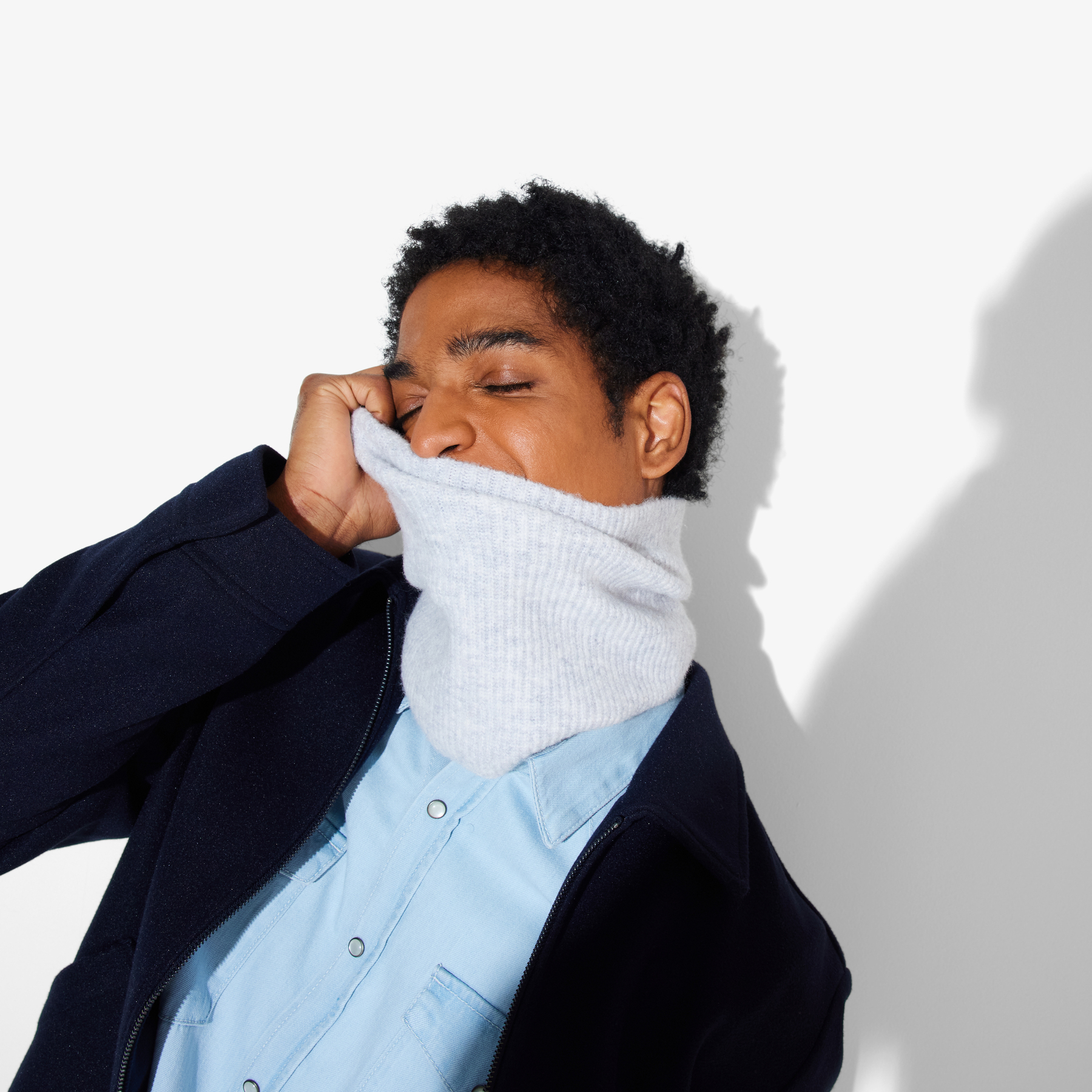 Snood uni en maille Gris T.U.  Homme