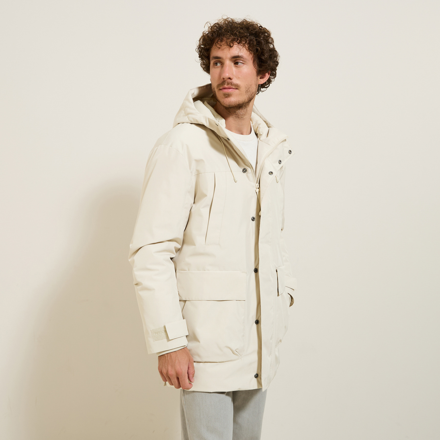 Parka hiver longue déperlante Blanc S 100% Polyamide, 100% Polyester, 100% Polyester Homme