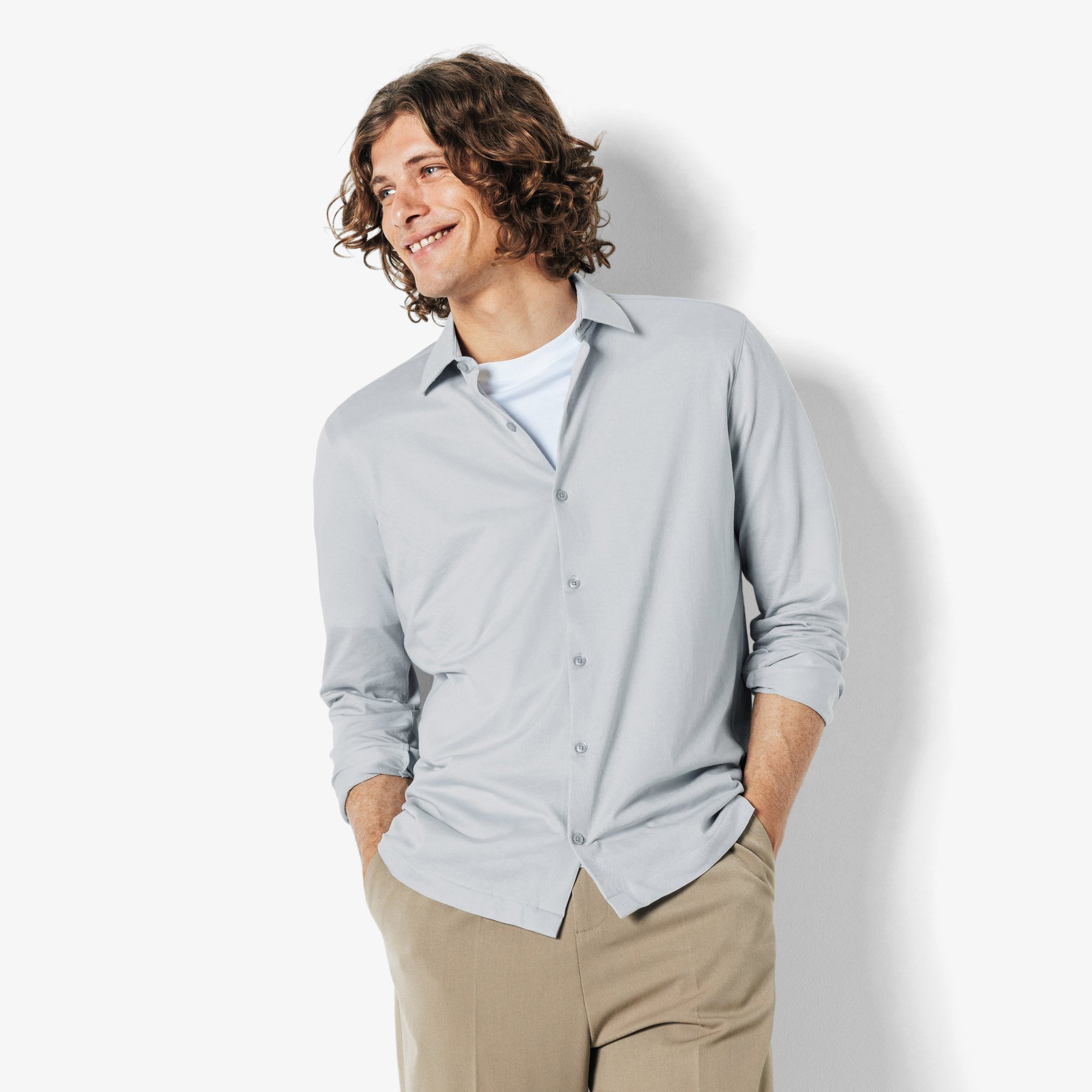 Chemise en maille coton slim Performance by JULES Bleu L 68% Coton, 32% Polyester Homme