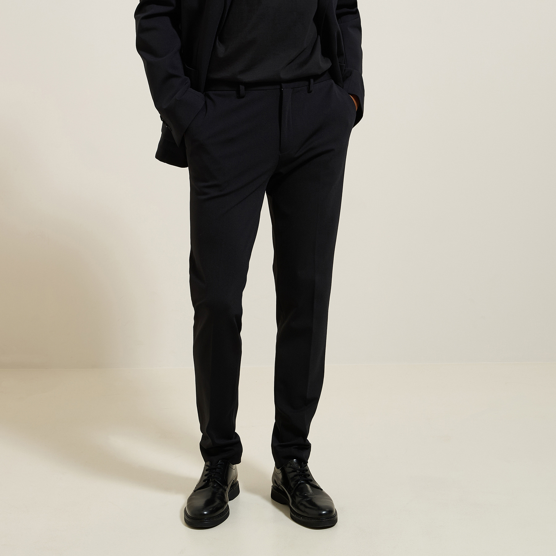 Pantalon de costume slim en maille Noir 36 48% Polyamide, 42% Viscose, 10% Elasthanne Homme