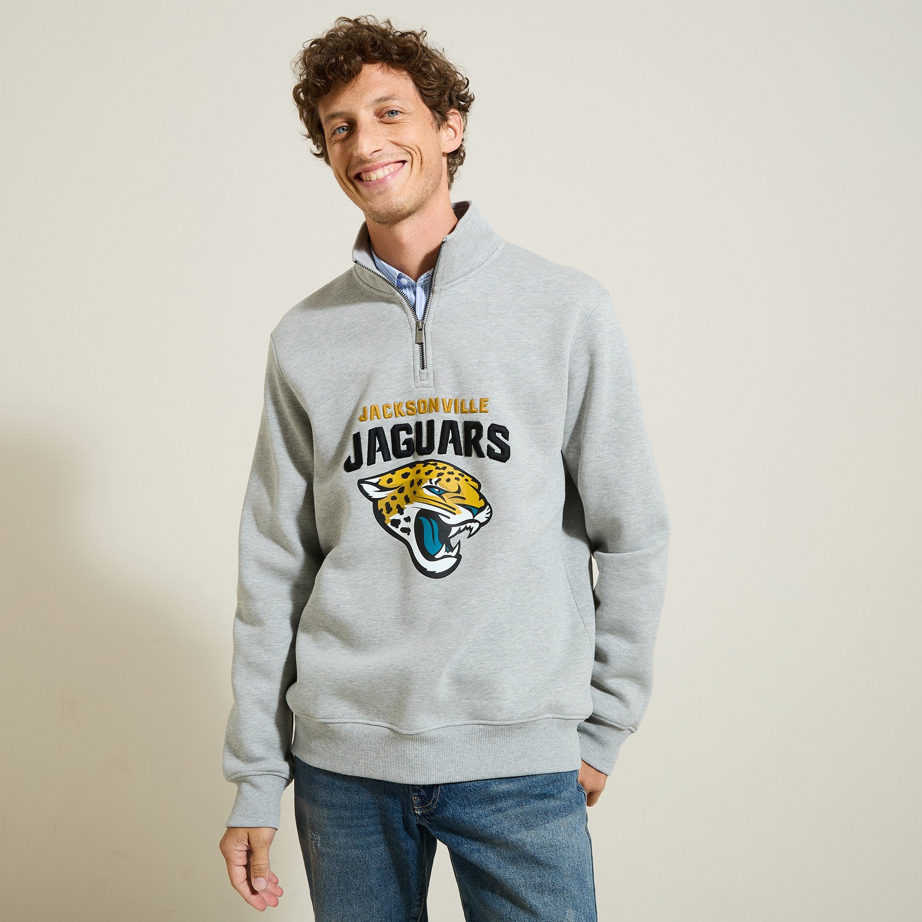 Sweat "Jacksonville Jaguars" licence NFL Gris foncé S 65% Coton, 30% Polyester, 5% Viscose Homme Jules