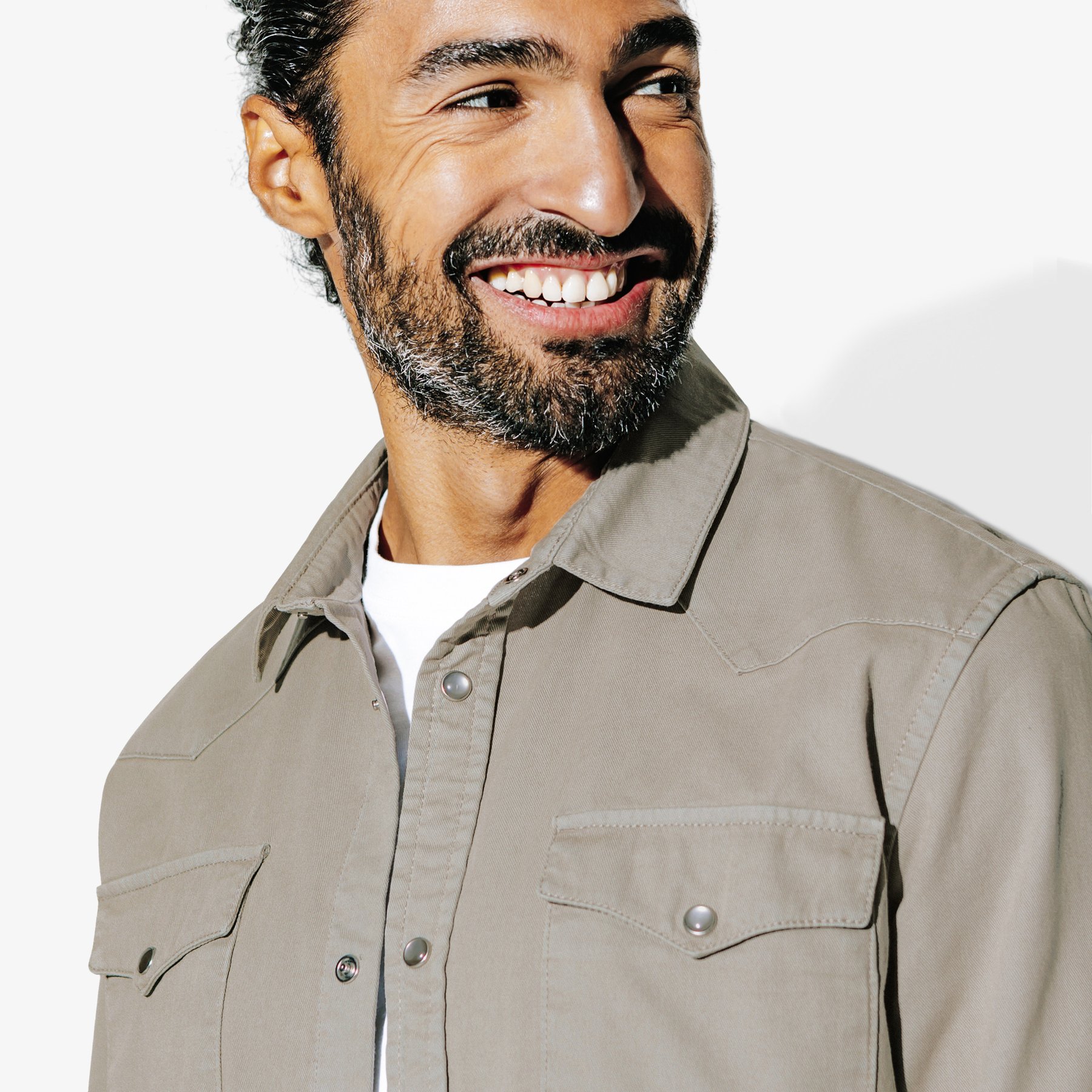 Chemise en coton western unie Ecru XS 100% Coton Homme