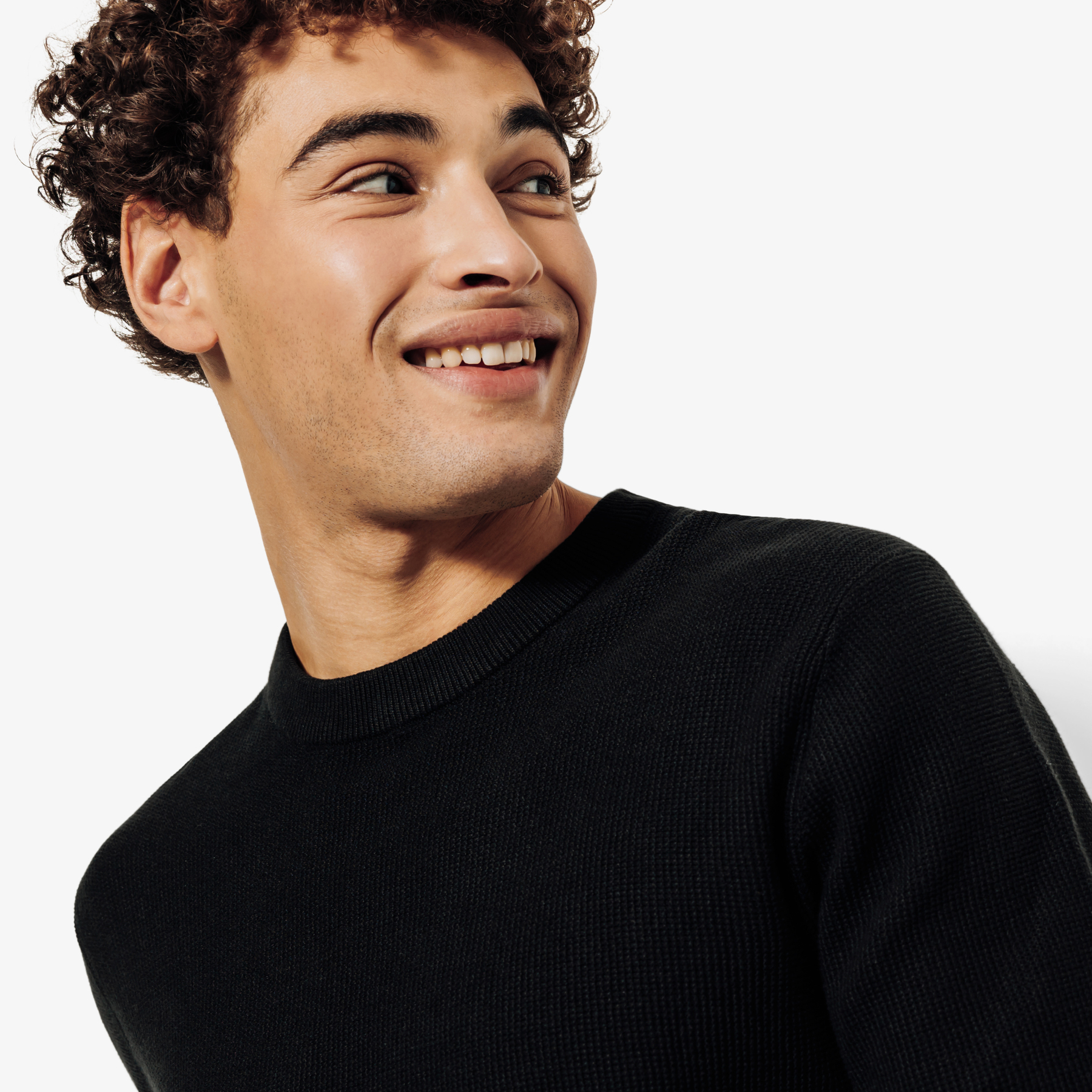 Pull col rond jeux de points Noir S 100% Coton Homme