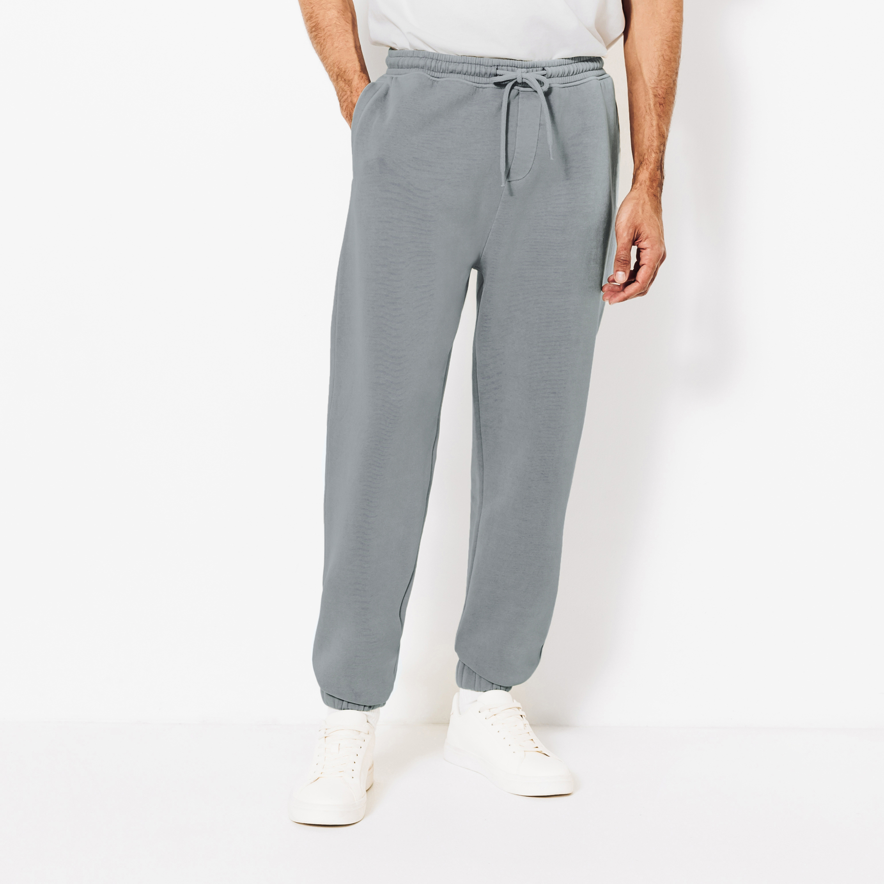 Jogging slim effet delavé Gris S 100% Coton Homme