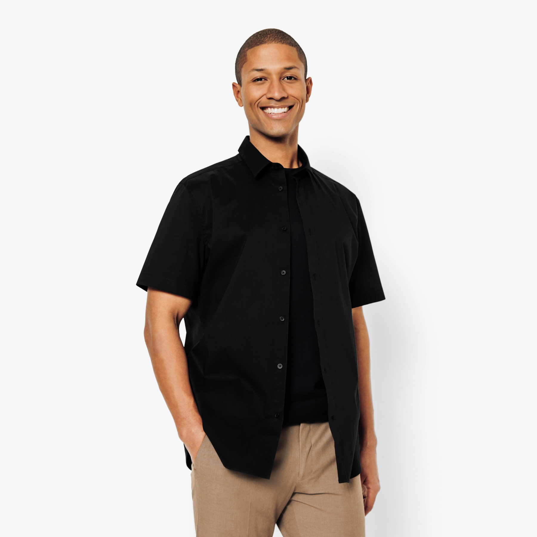 Chemisette unie en polyamide Noir XS 66% Coton, 29% Polyamide, 5% Elasthanne Homme