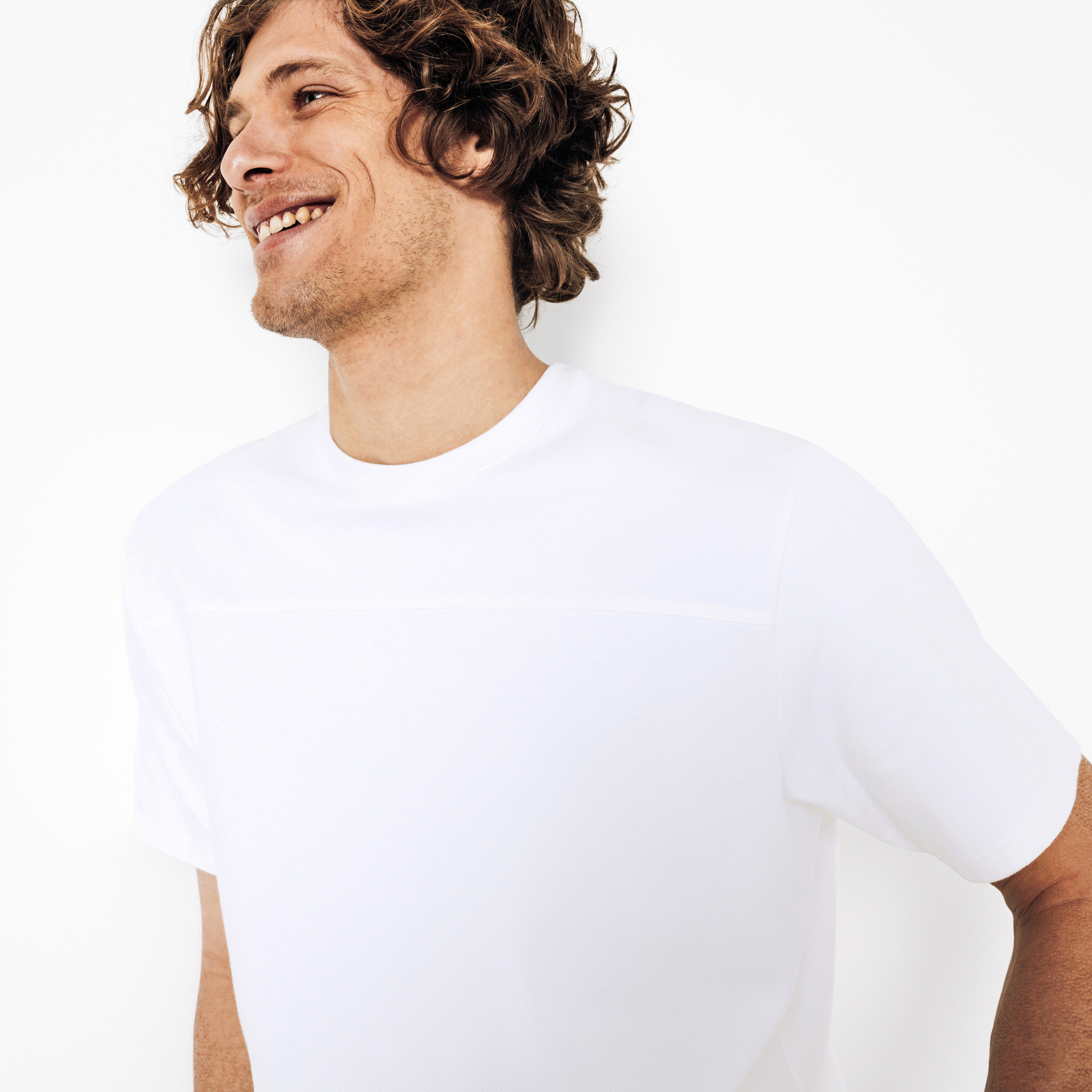 Tee shirt colorblock mix matière Blanc XS 96% Coton, 4% Elasthanne Homme
