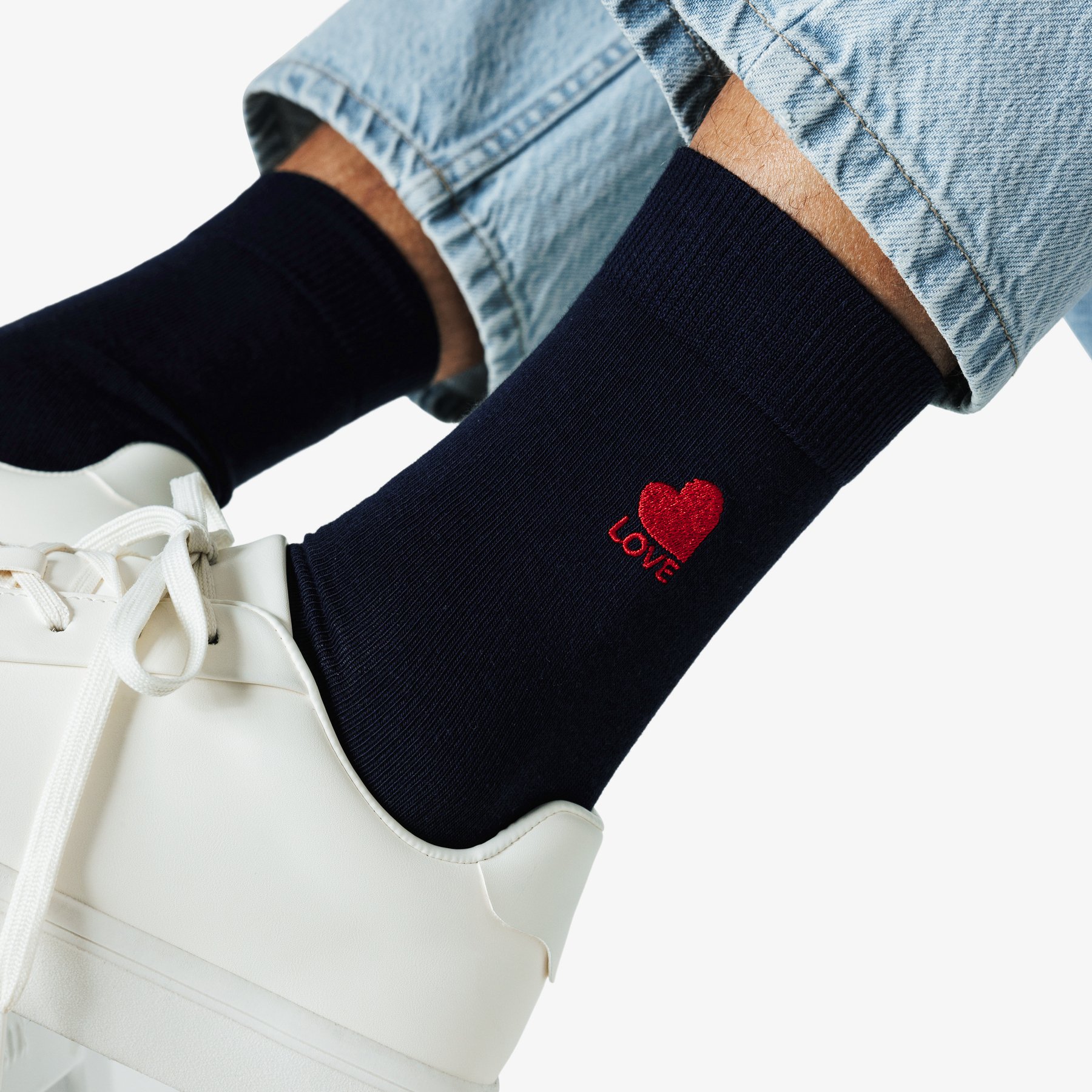 Chaussettes hautes Saint Valentin Bleu 39/42 76% Coton, 23% Polyamide, 1% Elasthanne Homme