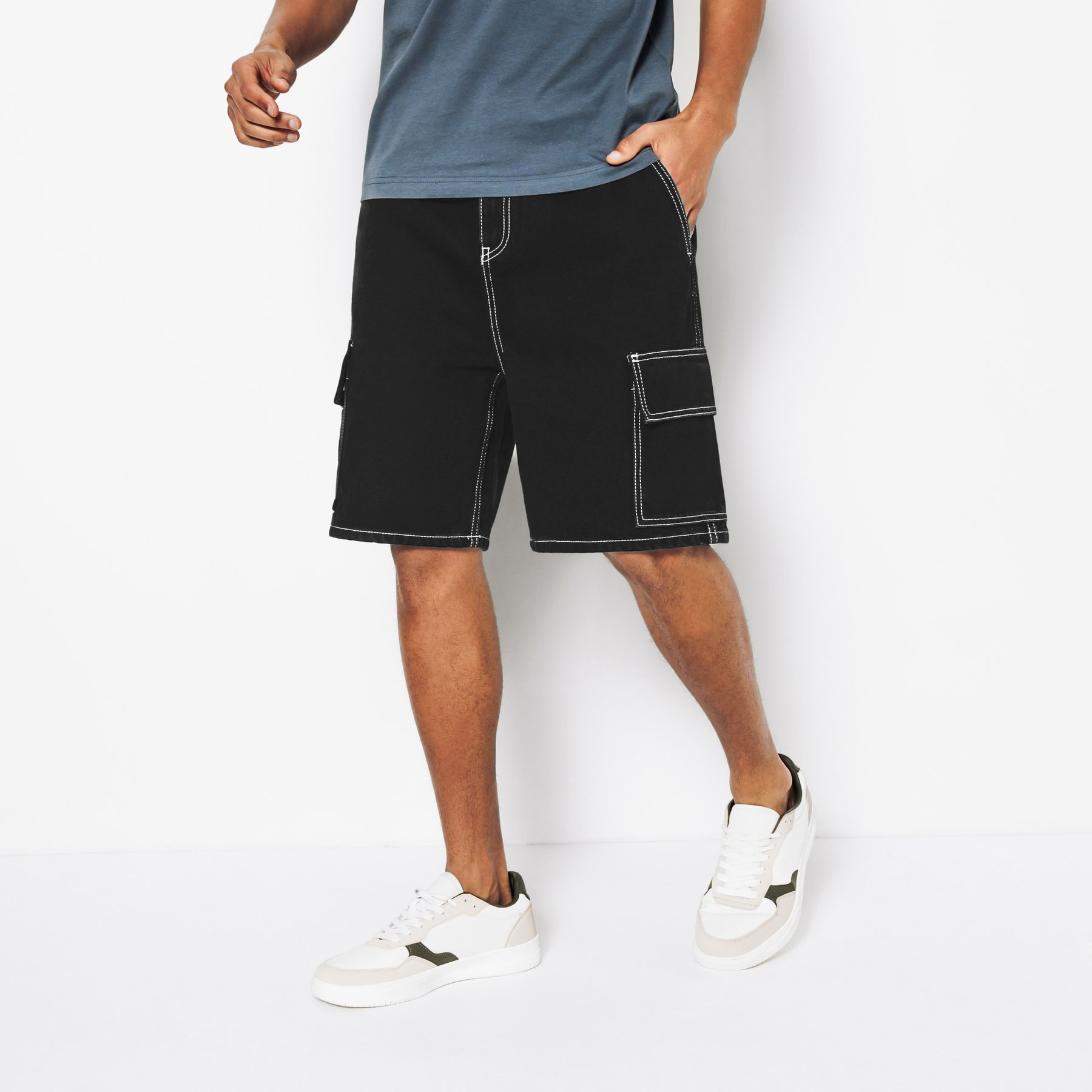Short baggy en jean Noir 34 100% Coton Homme