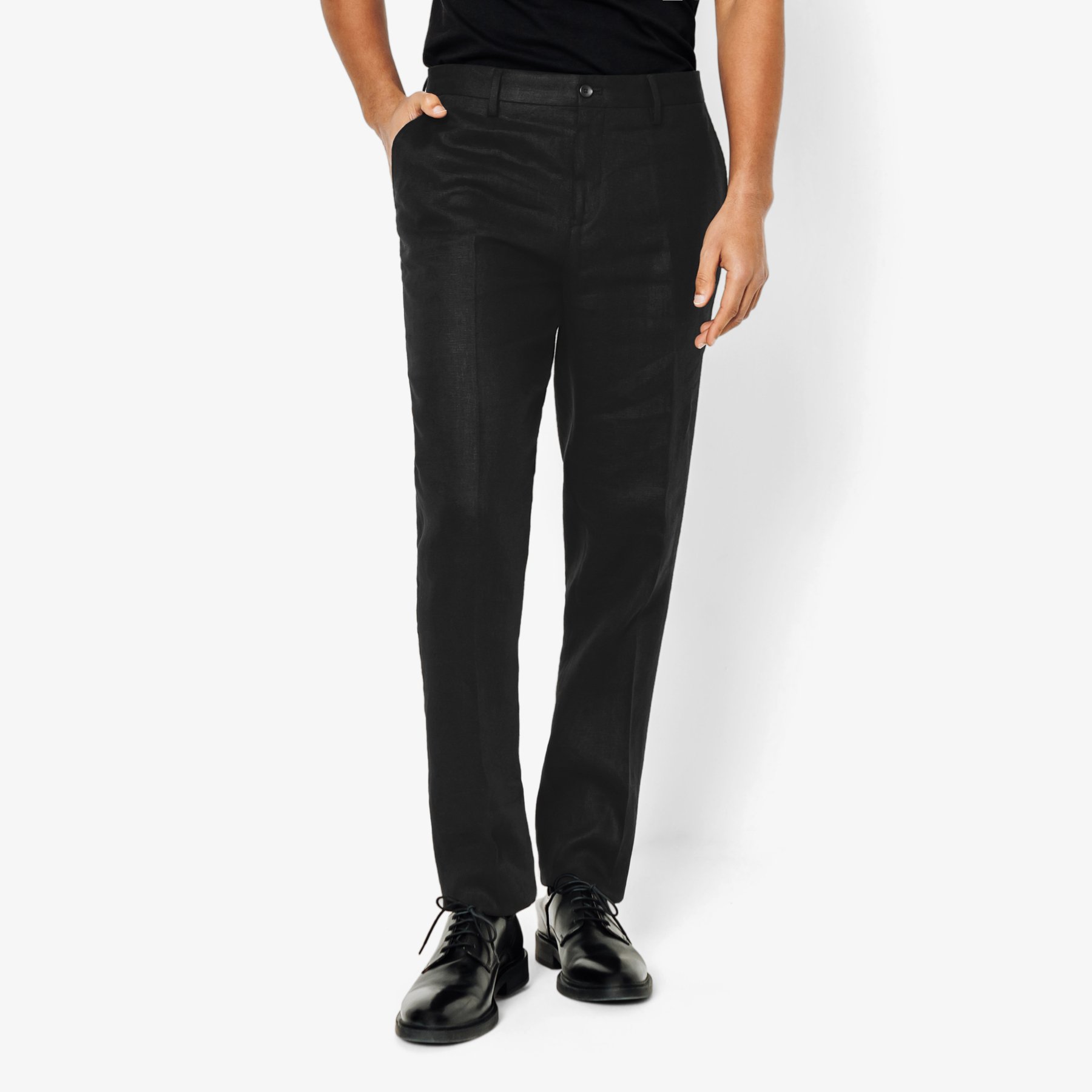 Pantalon de costume en lin confort Noir 36 100% Polyester, 100% Lin Homme