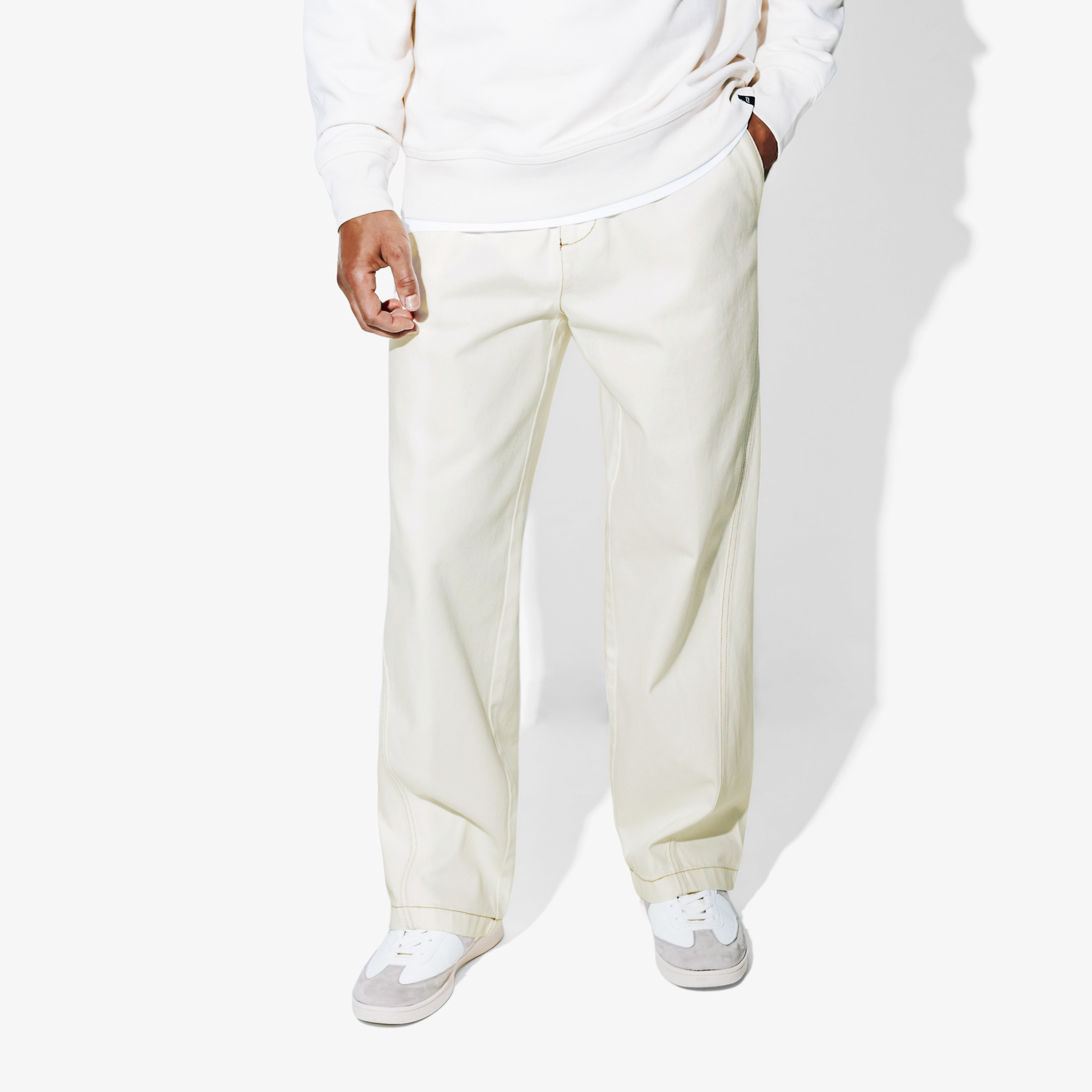 Jean loose coutures tournantes Blanc 36 100% Coton Homme