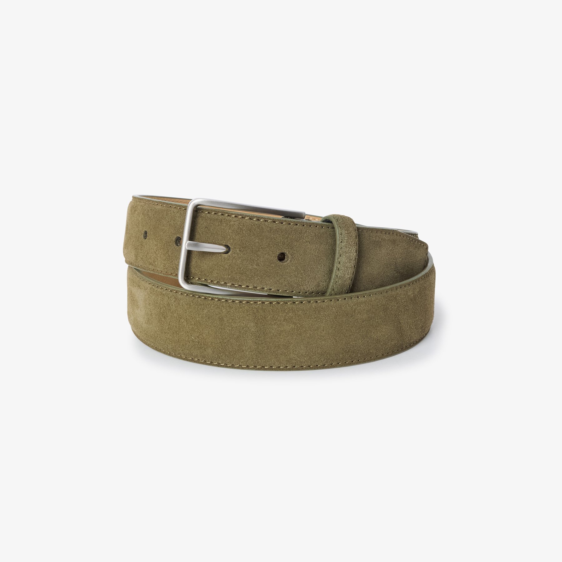 Ceinture en cuir suède à boucle Vert/Kaki 40/42 100% Polyuréthane, 100% Croûte de cuir vachette Homme