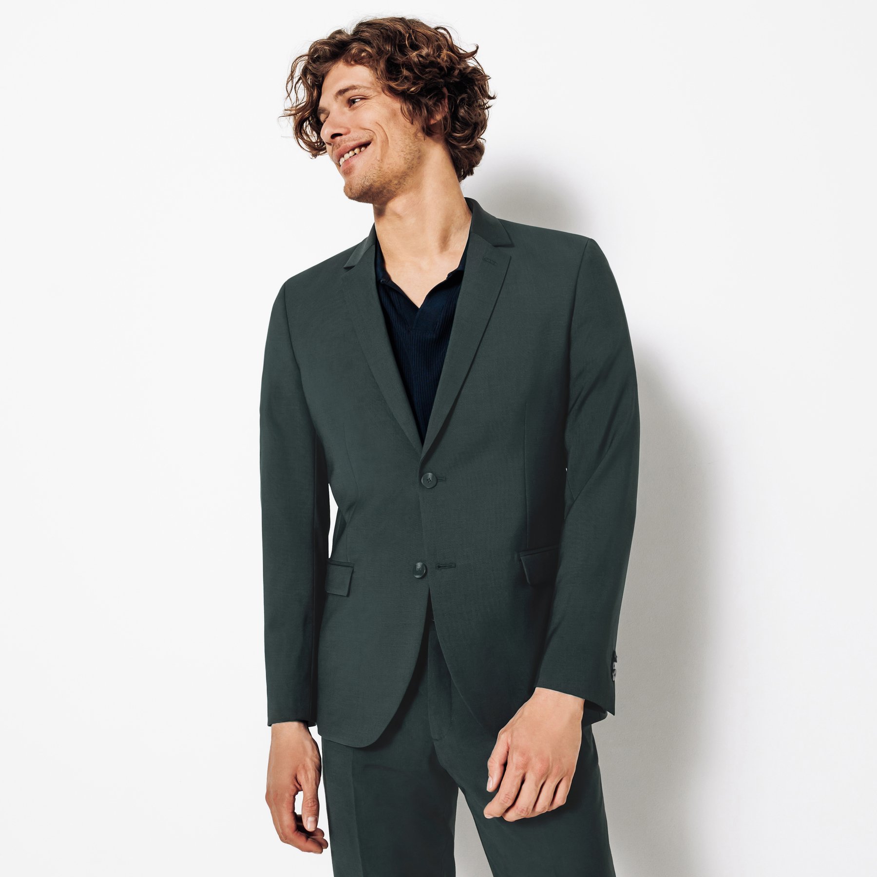 Veste de costume slim Vert/Kaki 46  Homme