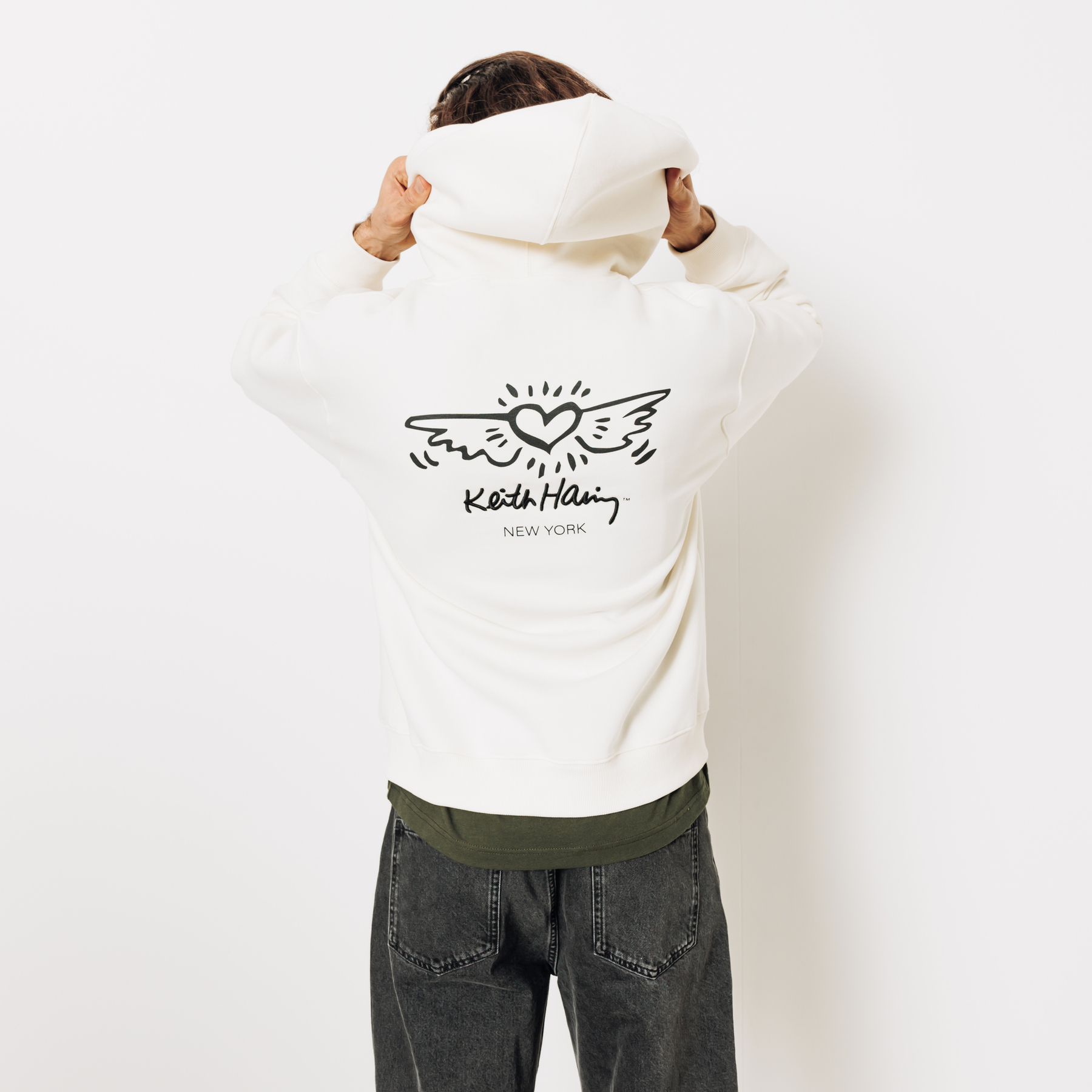 Sweat à capuche licence Keith Haring Ecru XS 100% Coton Homme