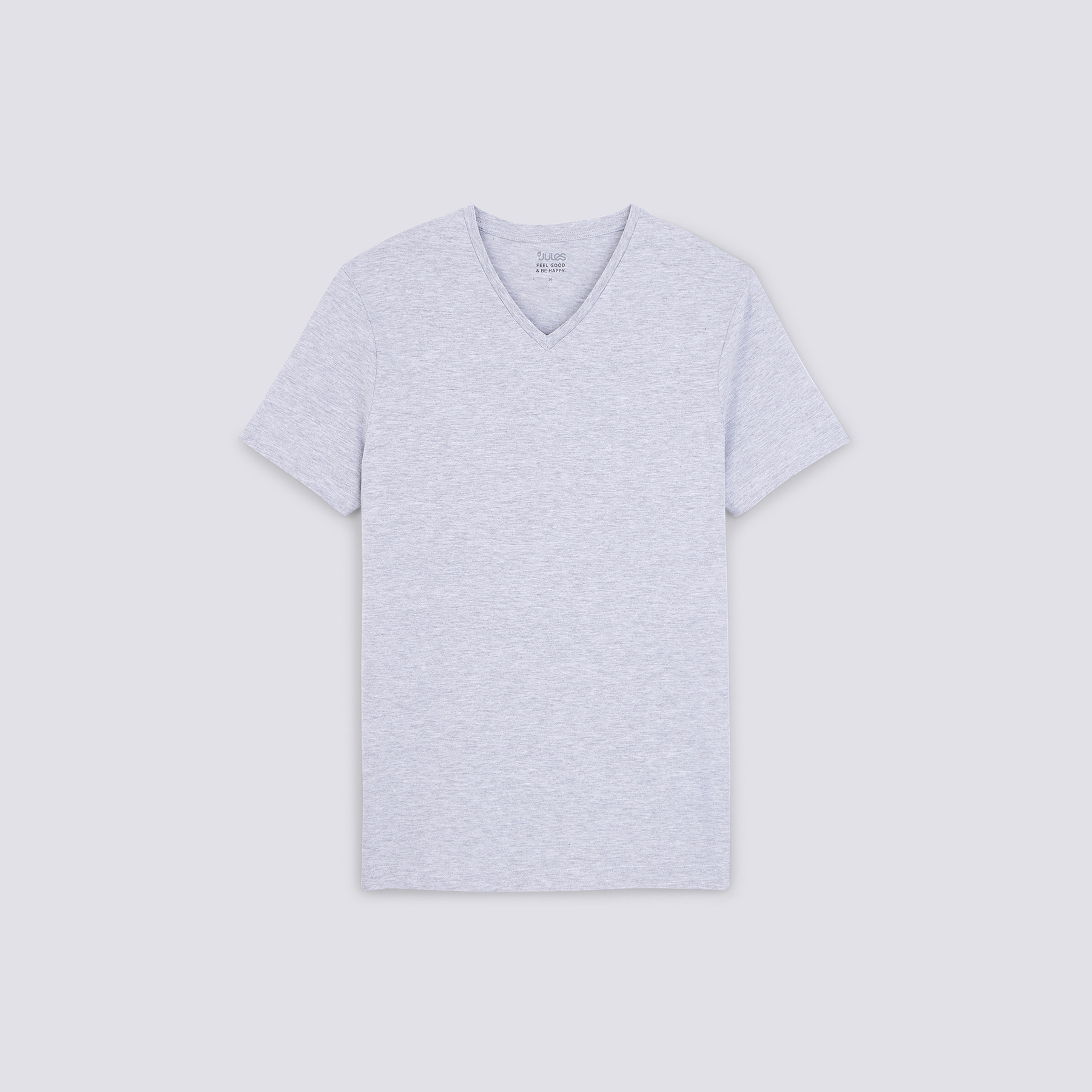 T.Shirt A Serig MC Col V Gris Chiné XL 100% Coton Homme Jules