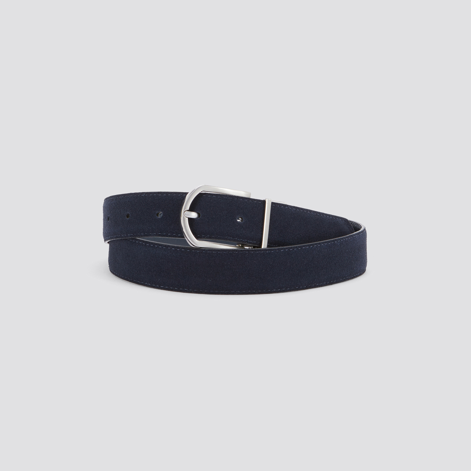Ceinture réversible à boucle en suédine Bleu 36/38 100% Croute Cuir Vachette Homme