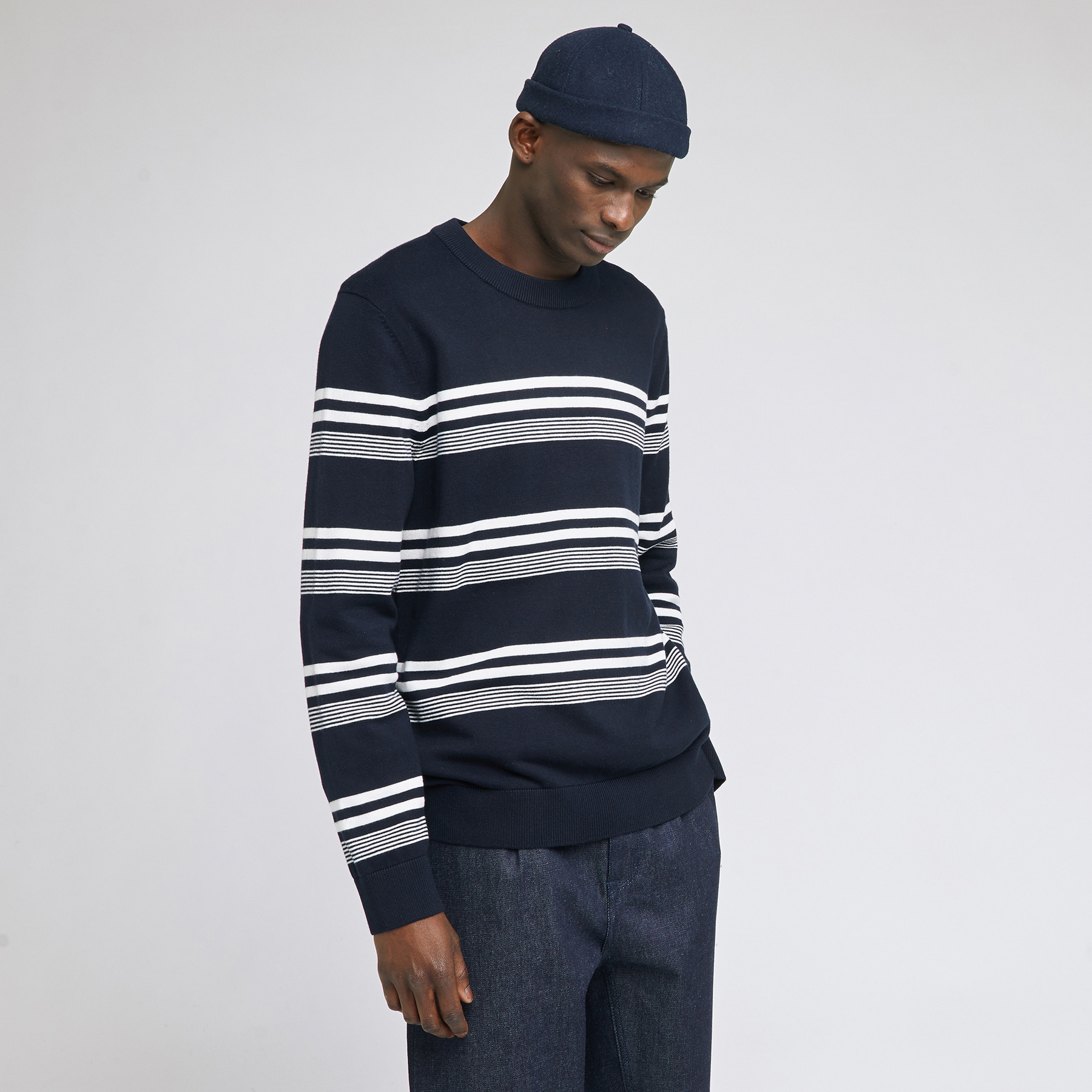 Pull col rond à rayures Autre Homme